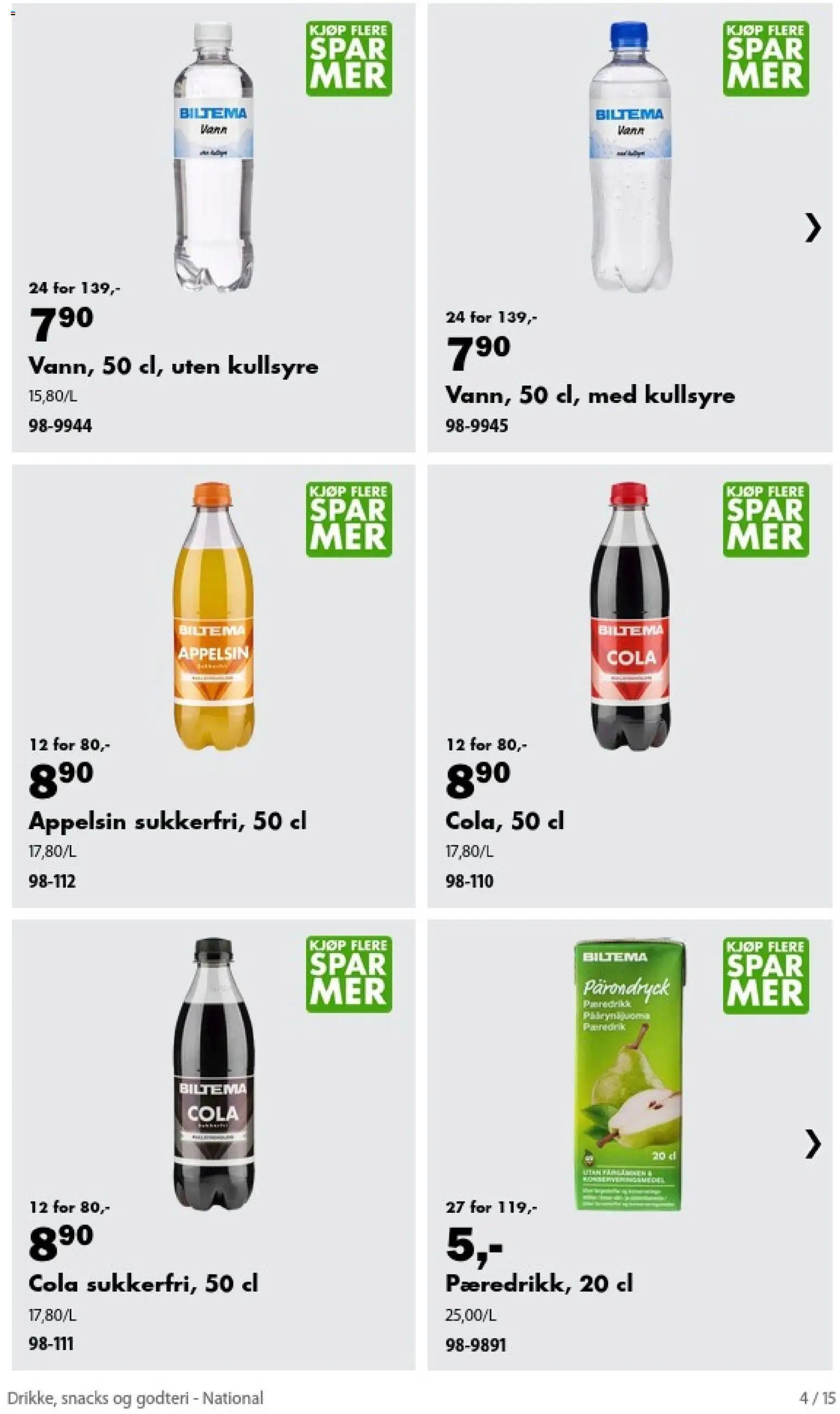 Biltema kundeavis Drikke, snacks og godteri - National