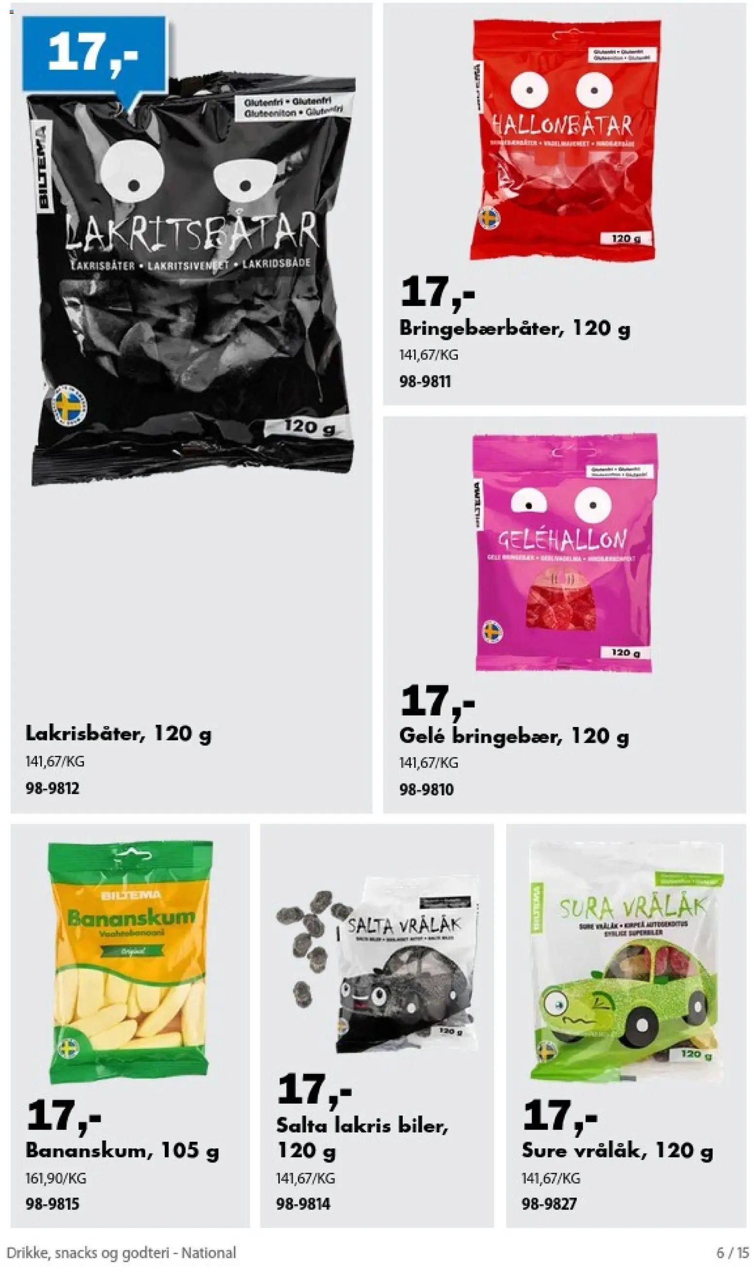 Biltema kundeavis Drikke, snacks og godteri - National