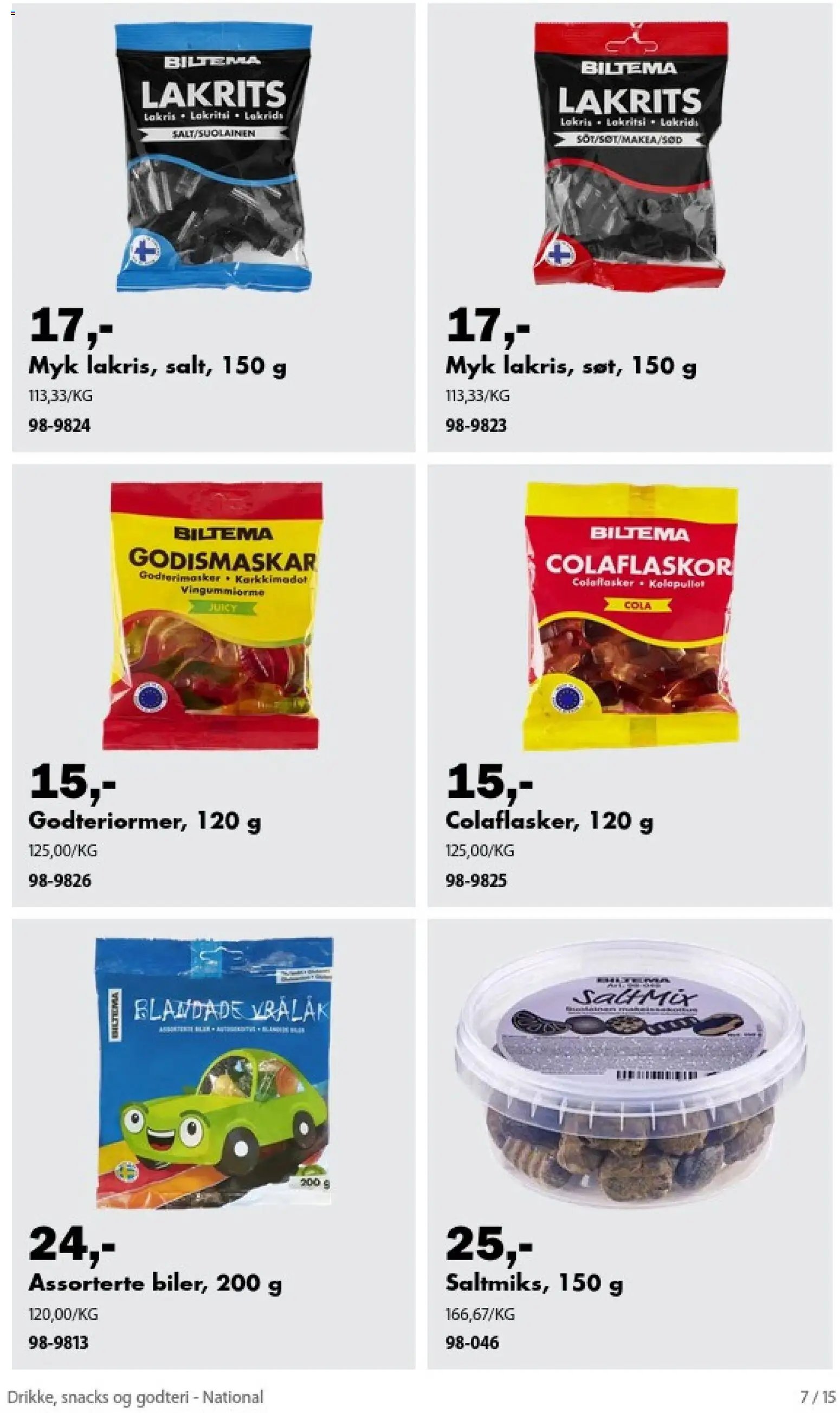 Biltema kundeavis Drikke, snacks og godteri - National