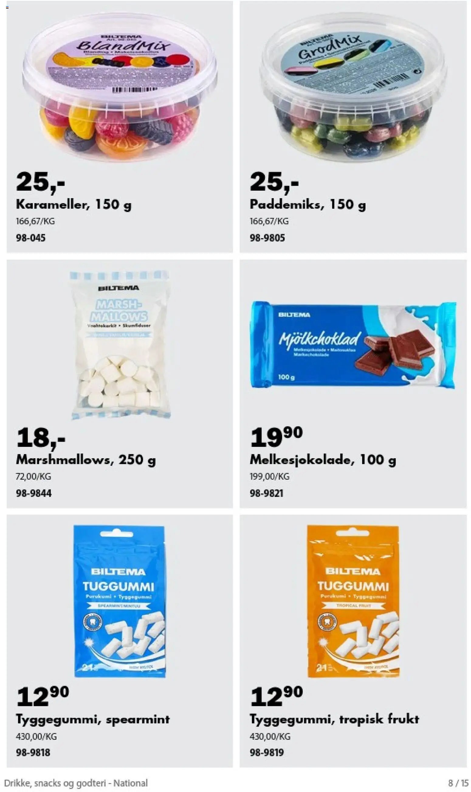 Biltema kundeavis Drikke, snacks og godteri - National