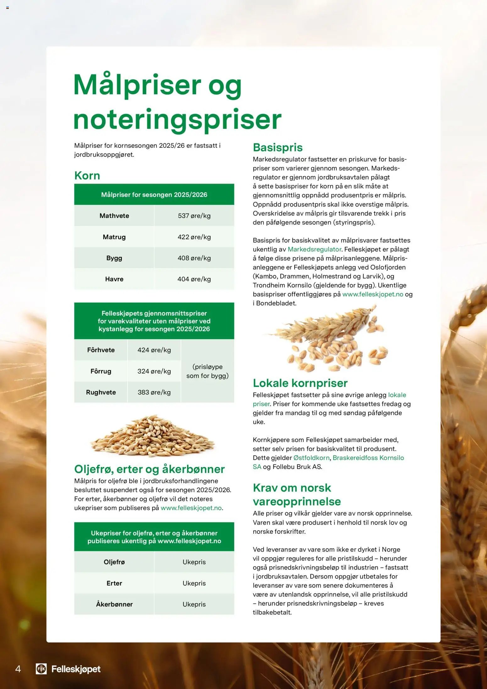 Felleskjøpet Kornguiden 2025/26 (2026-01-02 - 2026-06-25)