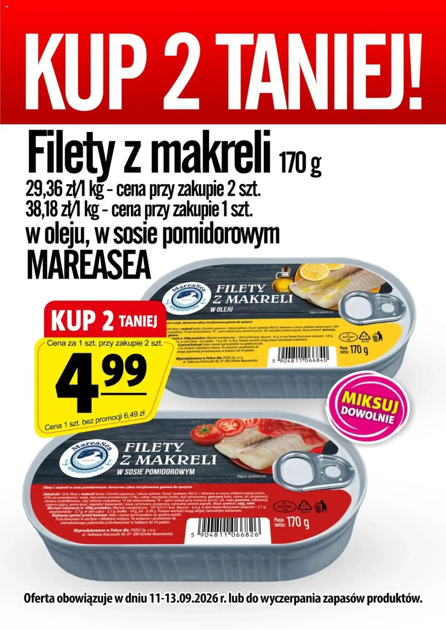 Prim Market promocja - Filety Z Makreli Mareasea