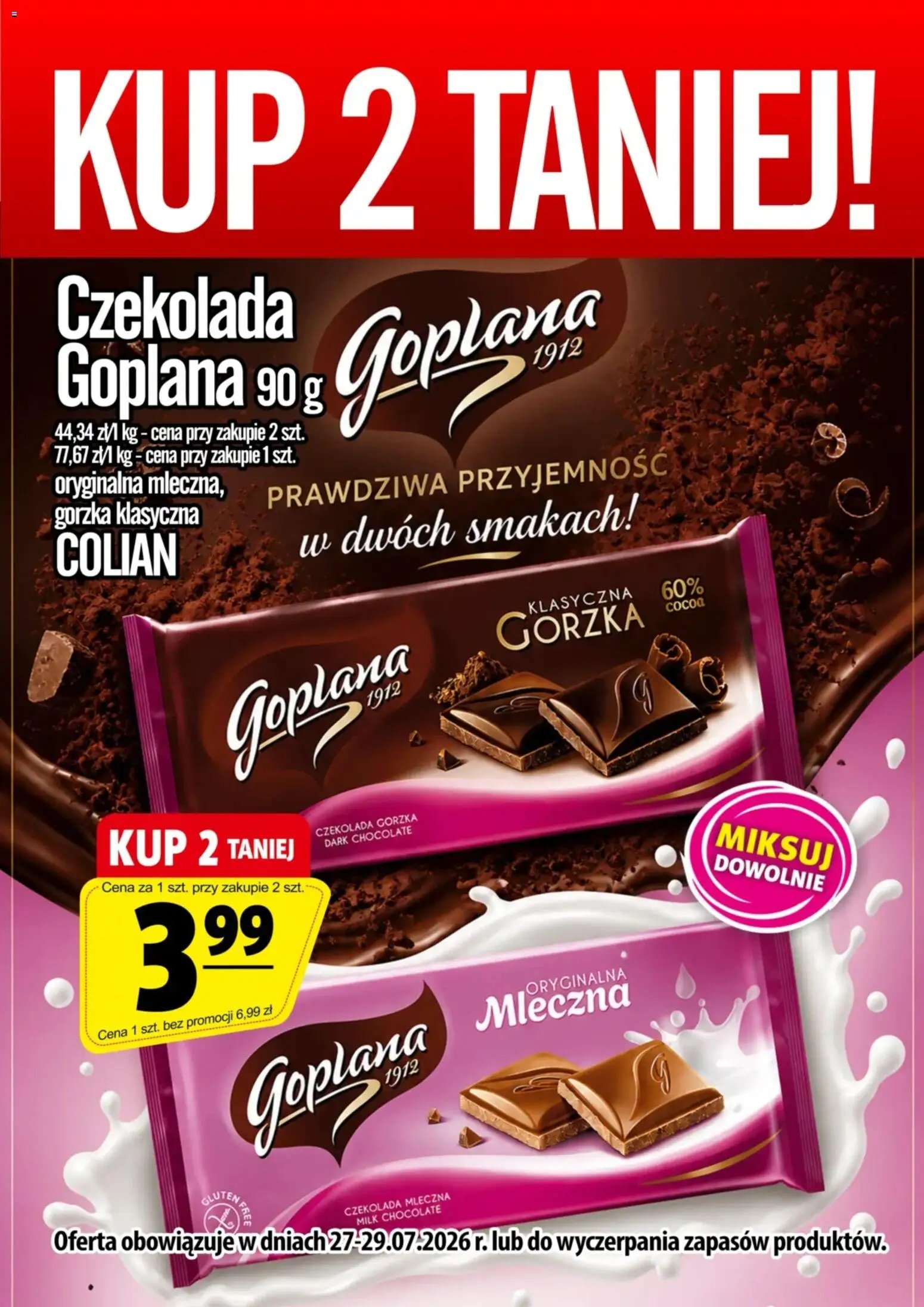 Prim Market promocja - Czekolada Goplana