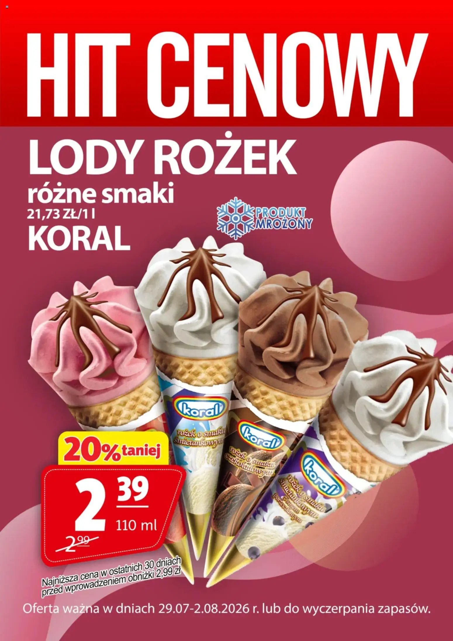 Prim Market promocja - Lody Rożek Koral