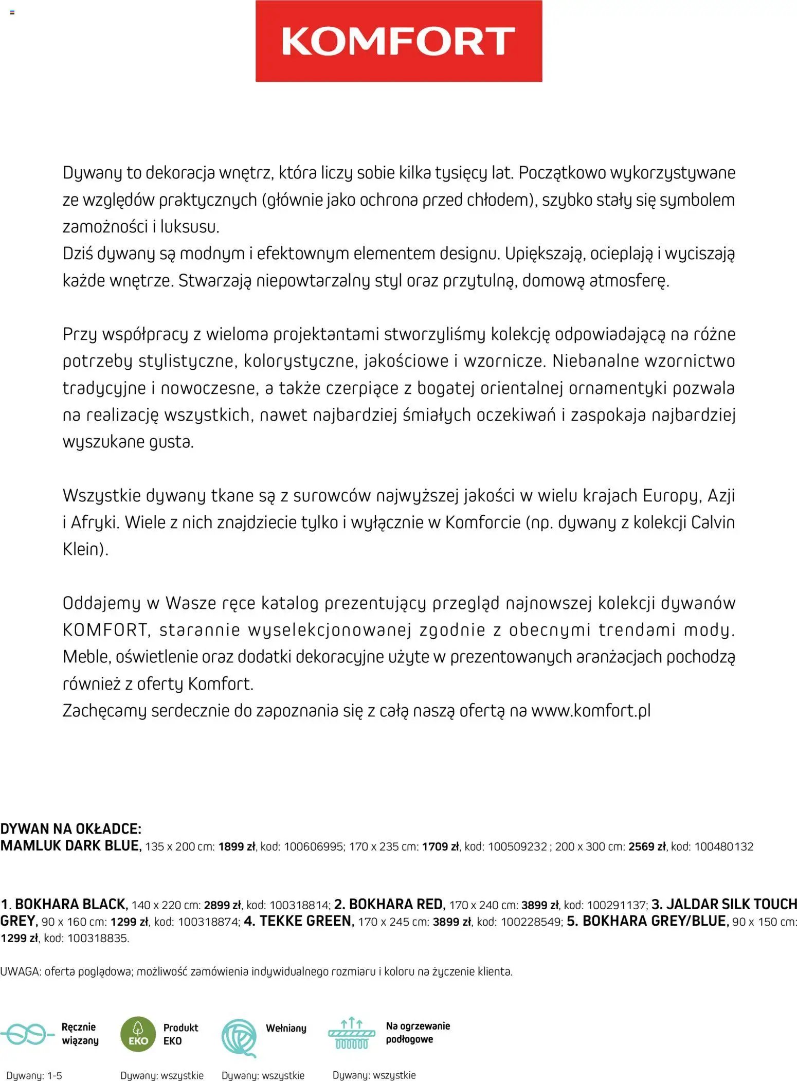 Komfort gazetka - Katalog dywanów