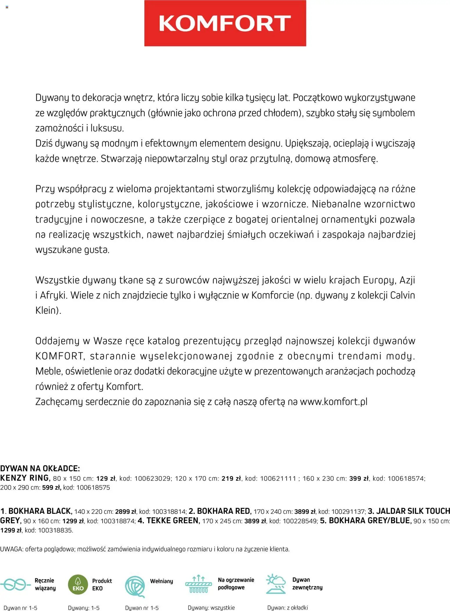 Komfort gazetka - Katalog dywanów