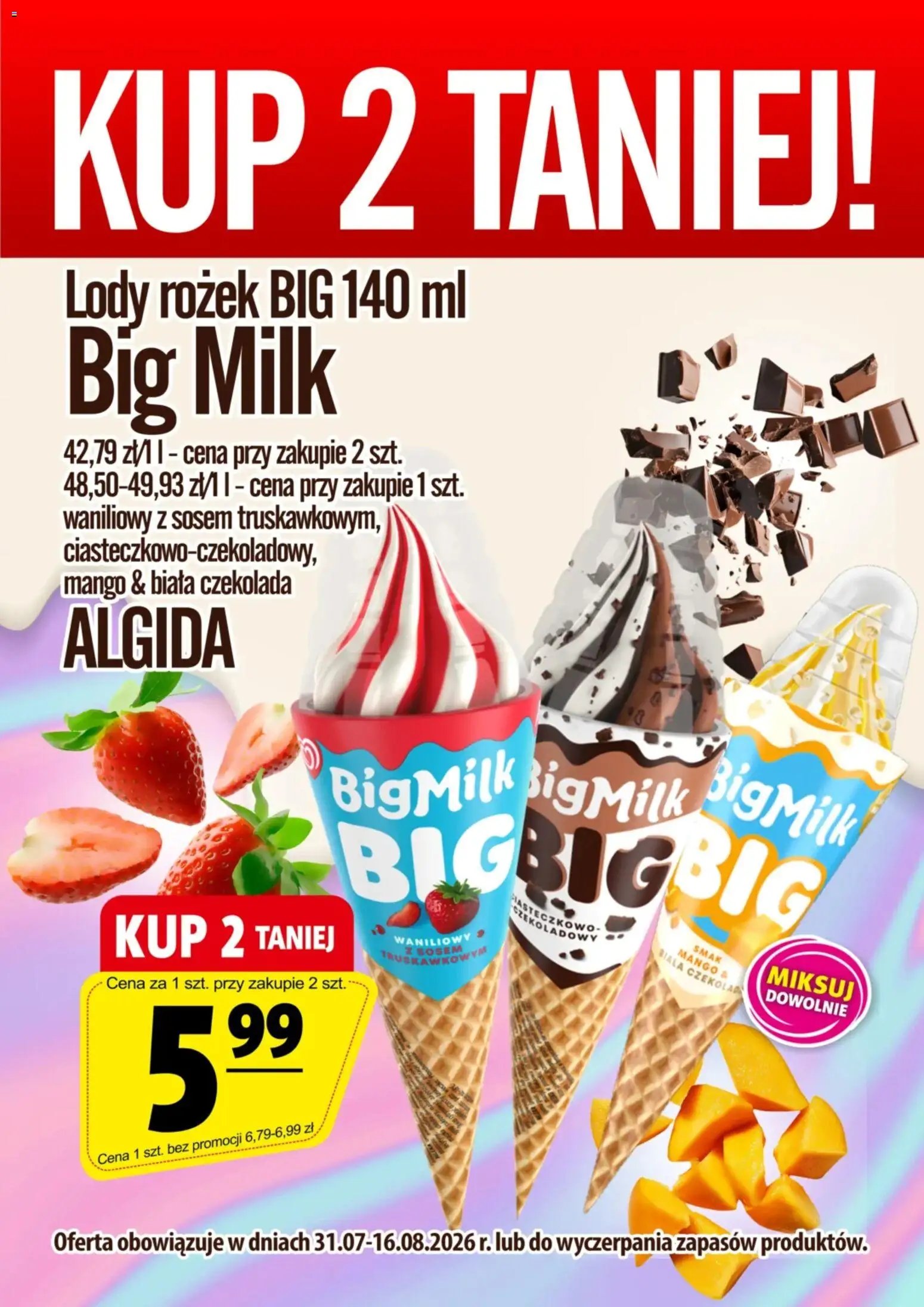 Prim Market promocja - Lody Rożek Algida