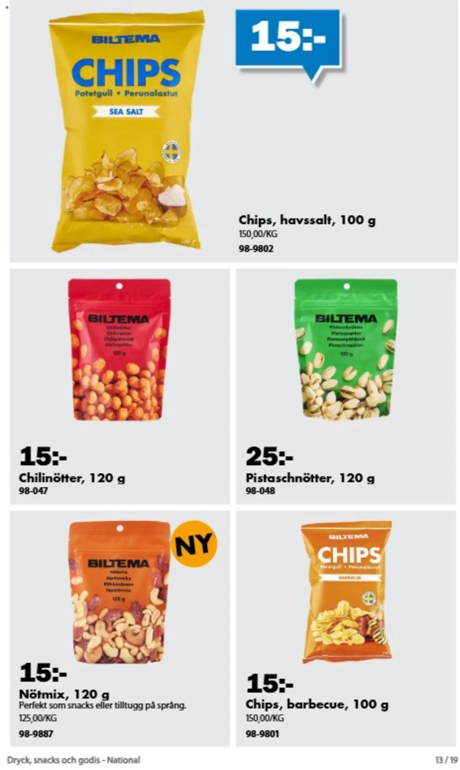Biltema erbjudanden Dryck, snacks och godis