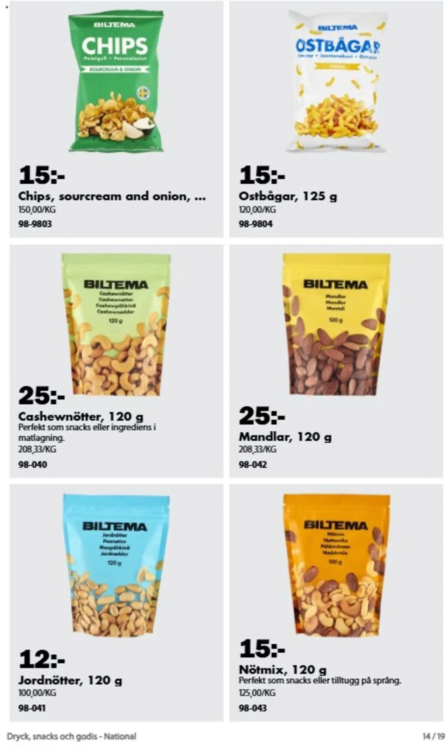 Biltema erbjudanden Dryck, snacks och godis