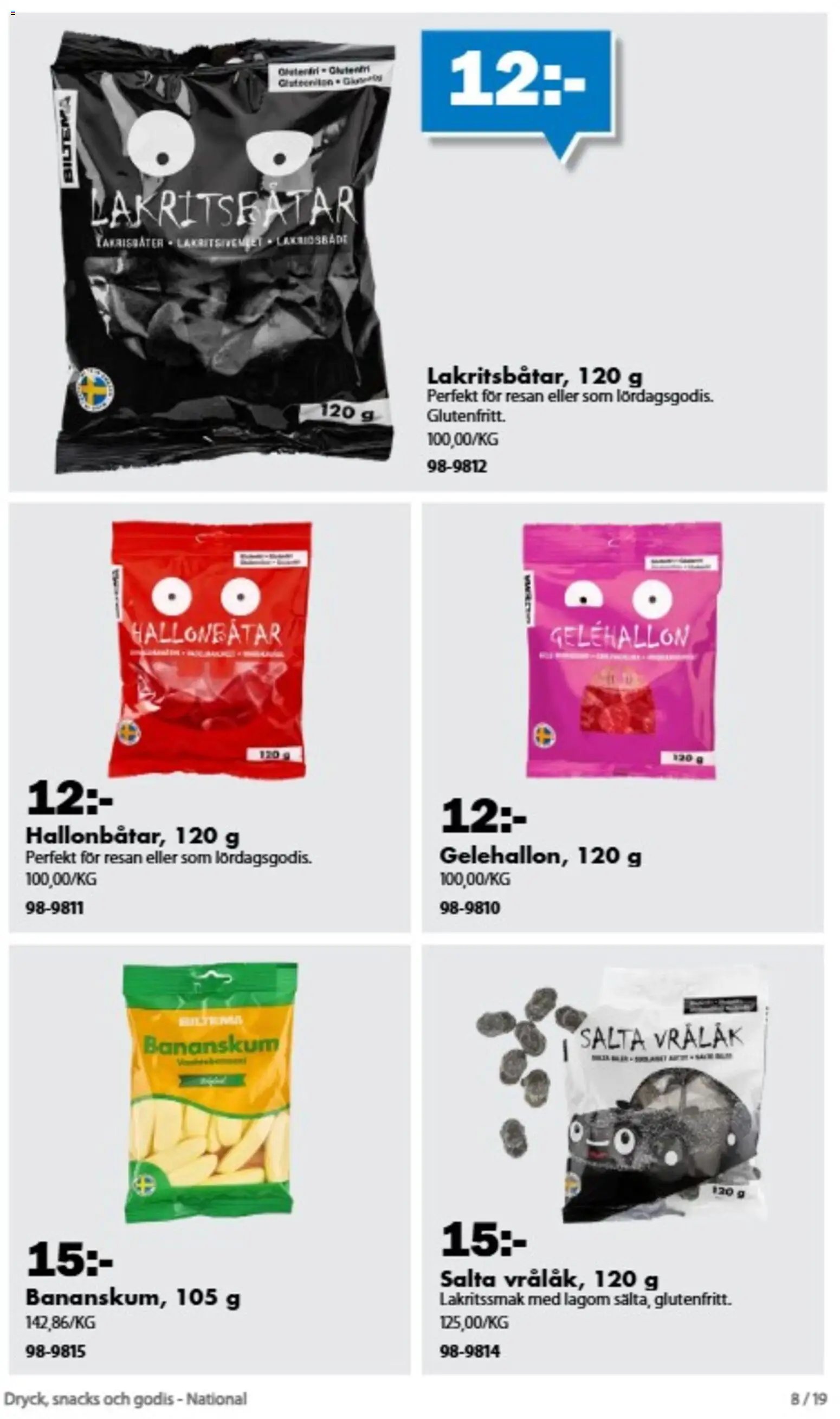 Biltema erbjudanden Dryck, snacks och godis