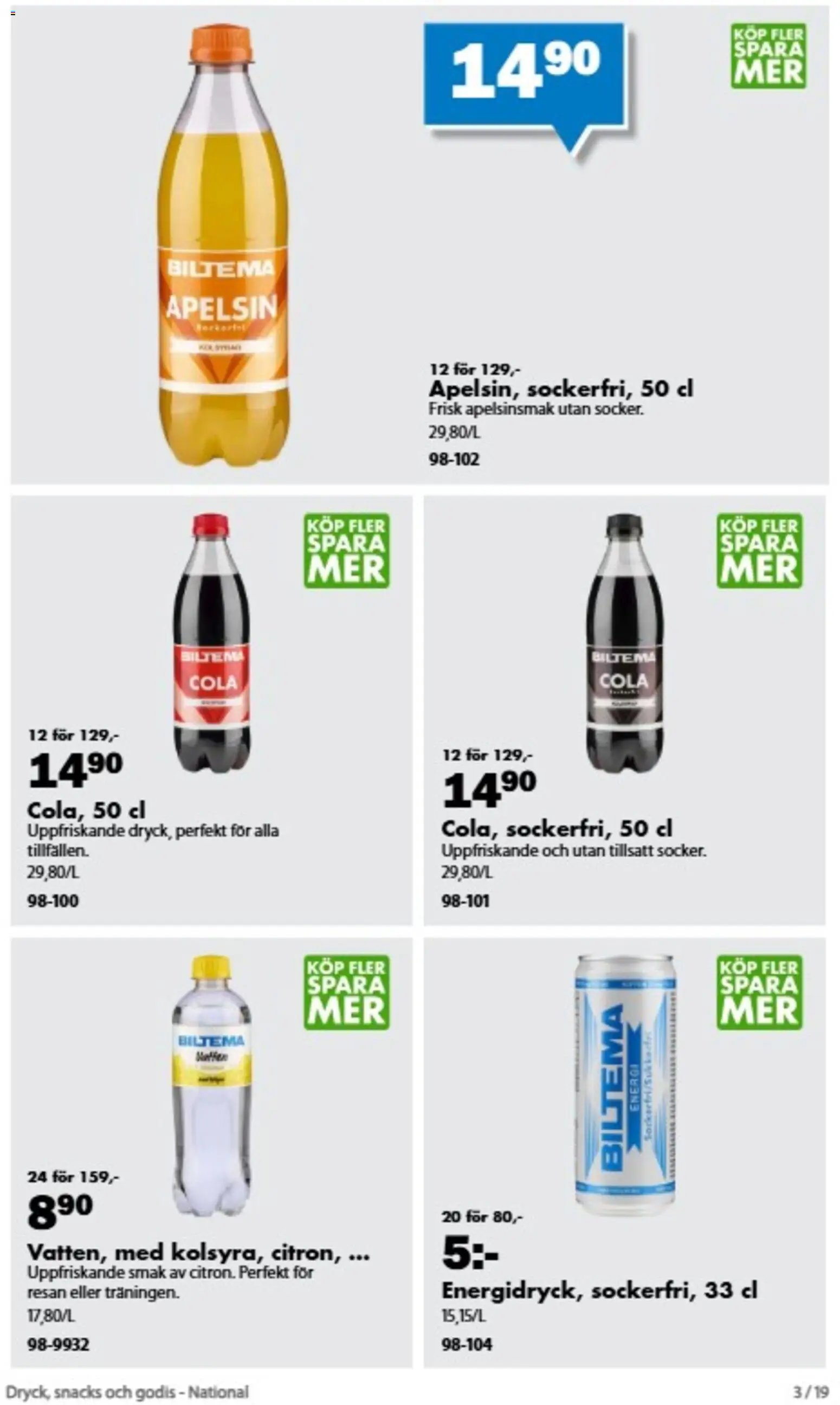 Biltema erbjudanden Dryck, snacks och godis