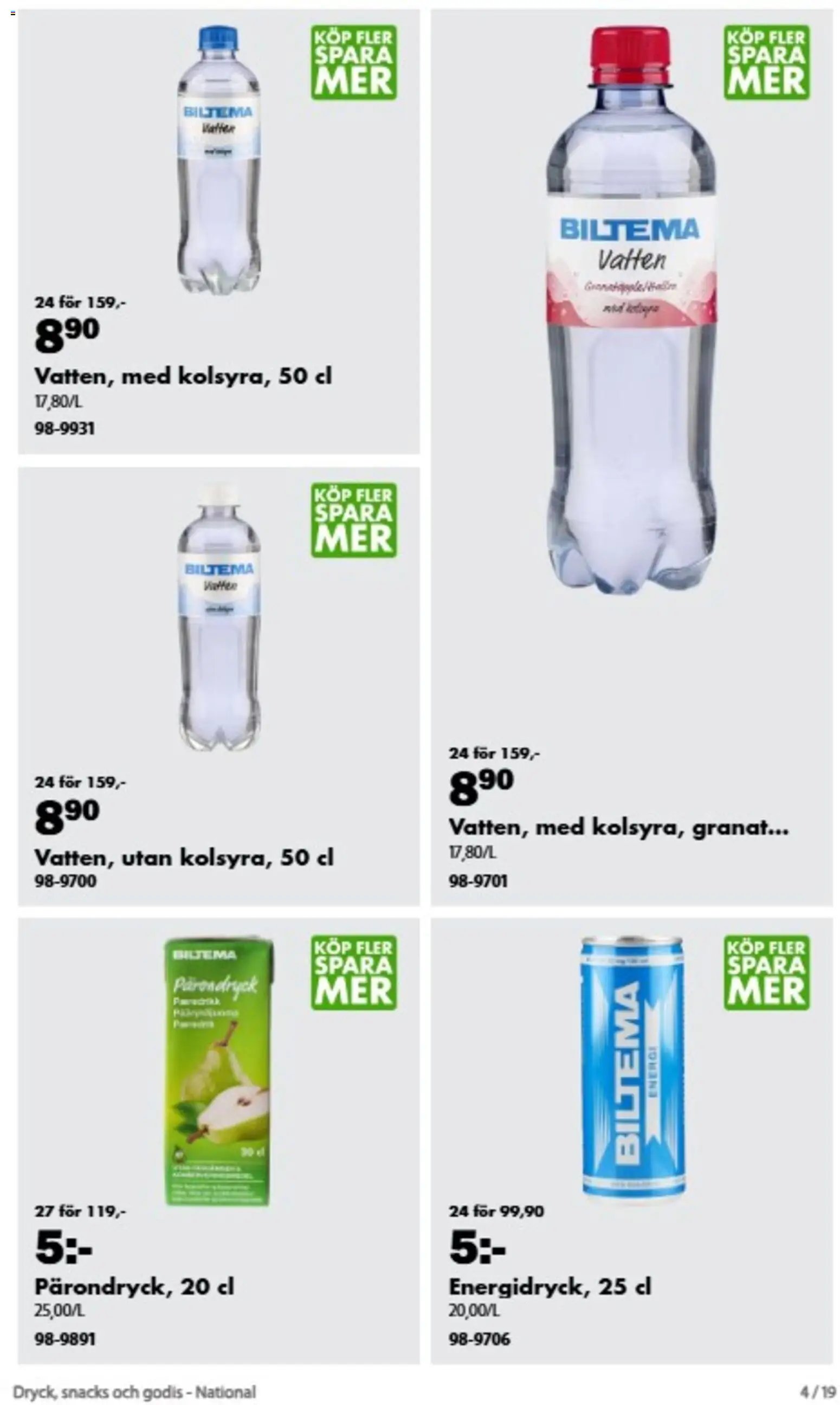 Biltema erbjudanden Dryck, snacks och godis