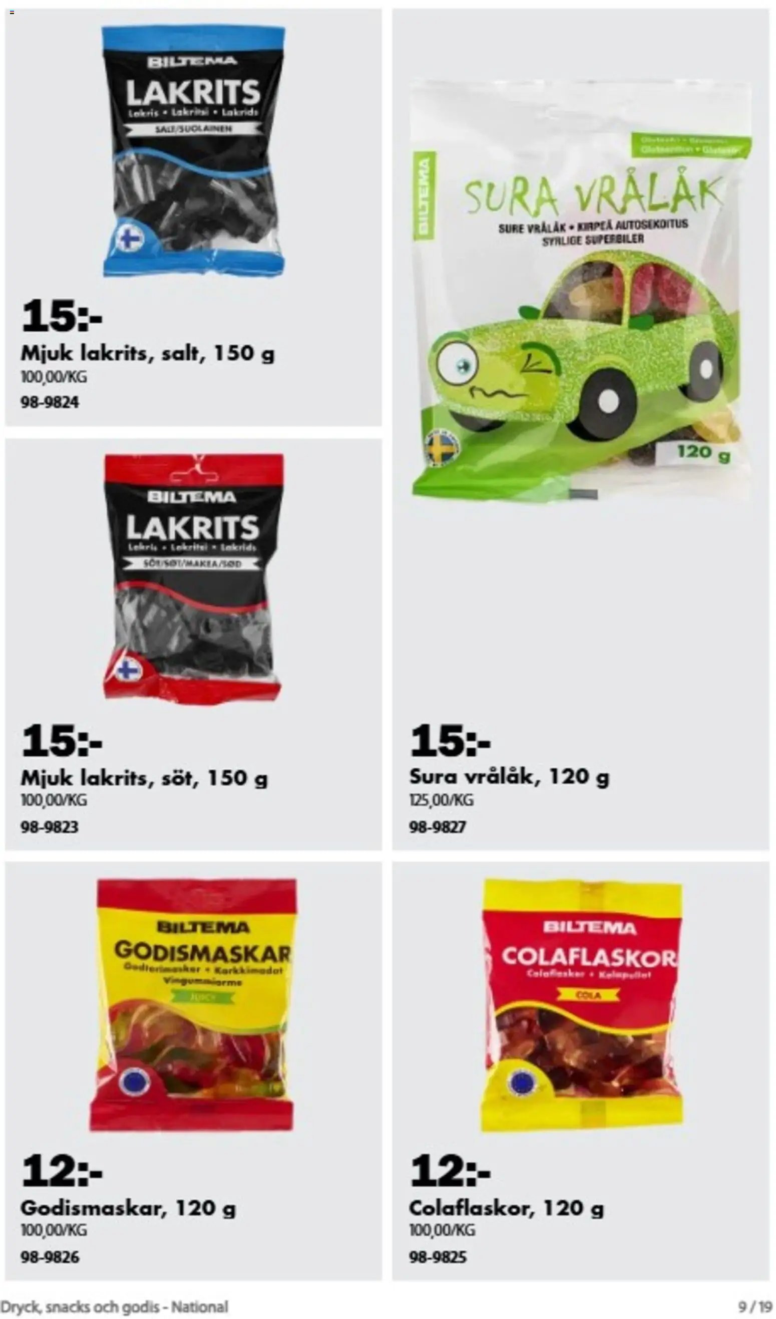 Biltema erbjudanden Dryck, snacks och godis
