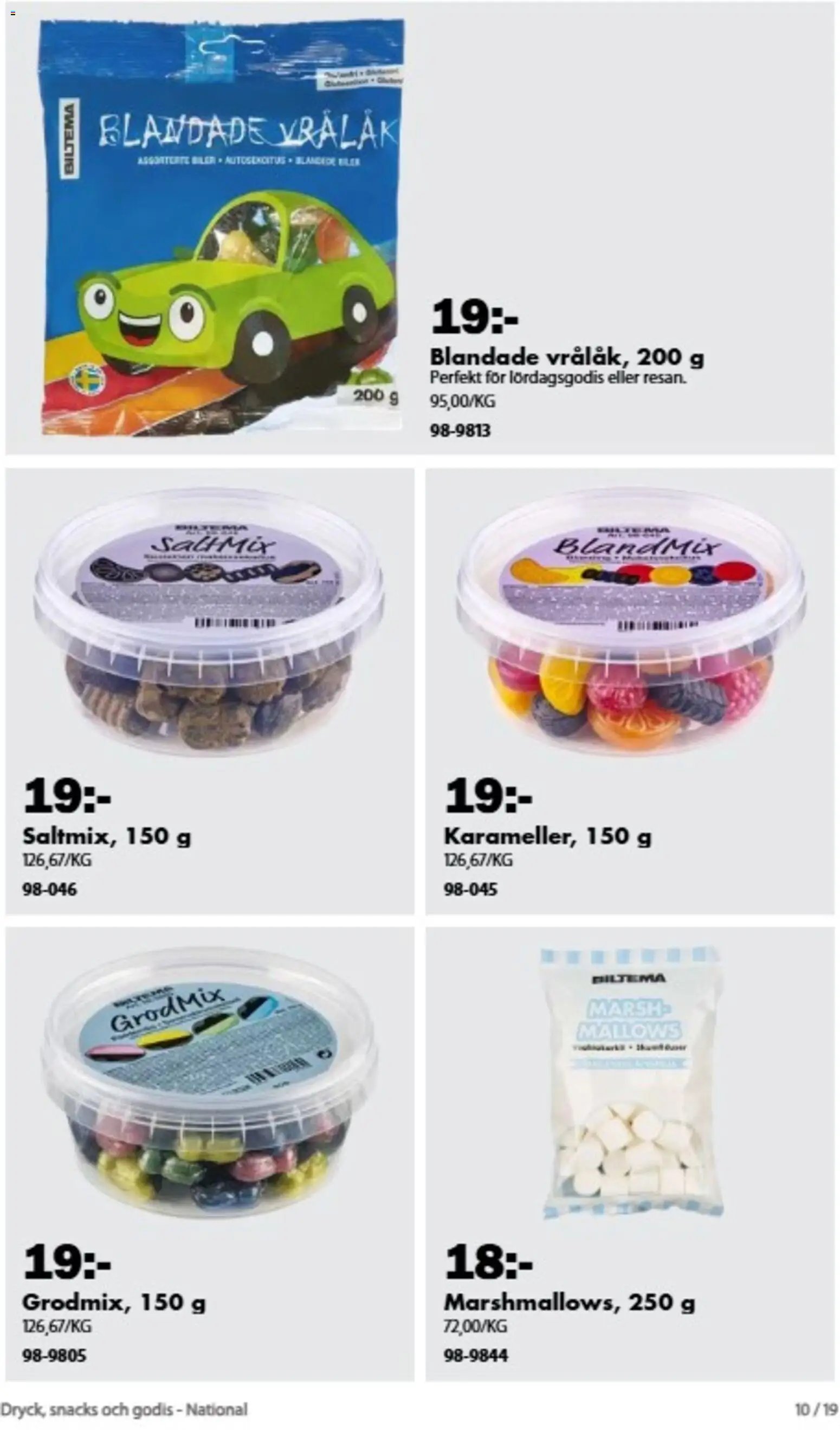 Biltema erbjudanden Dryck, snacks och godis