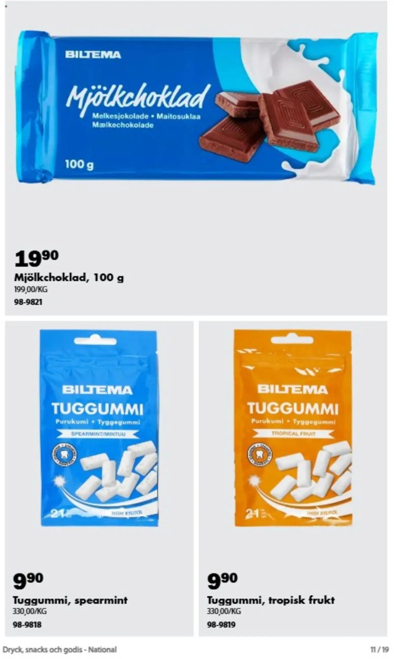 Biltema erbjudanden Dryck, snacks och godis