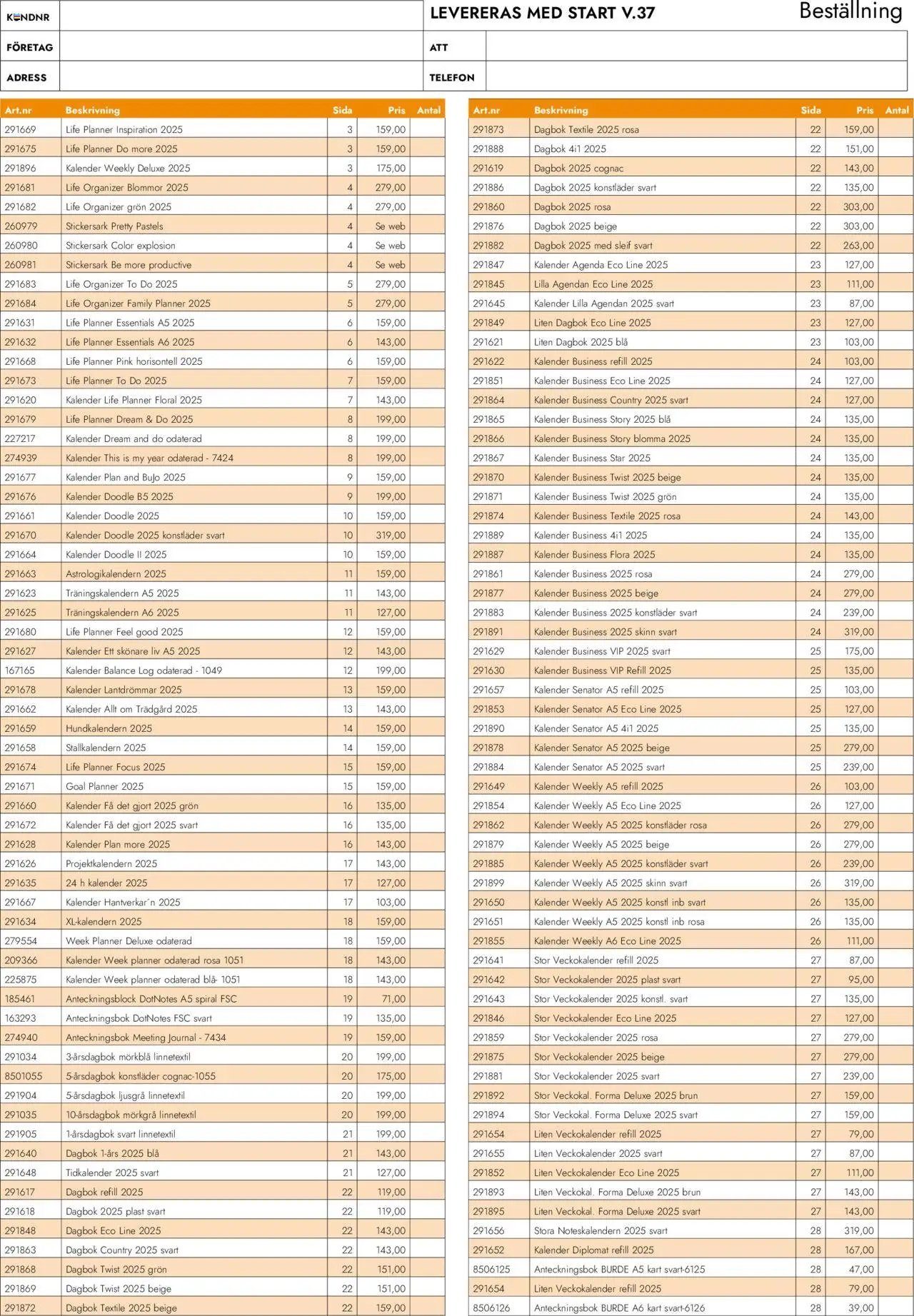 Lyreco - Almanackor och kalendrar 2025