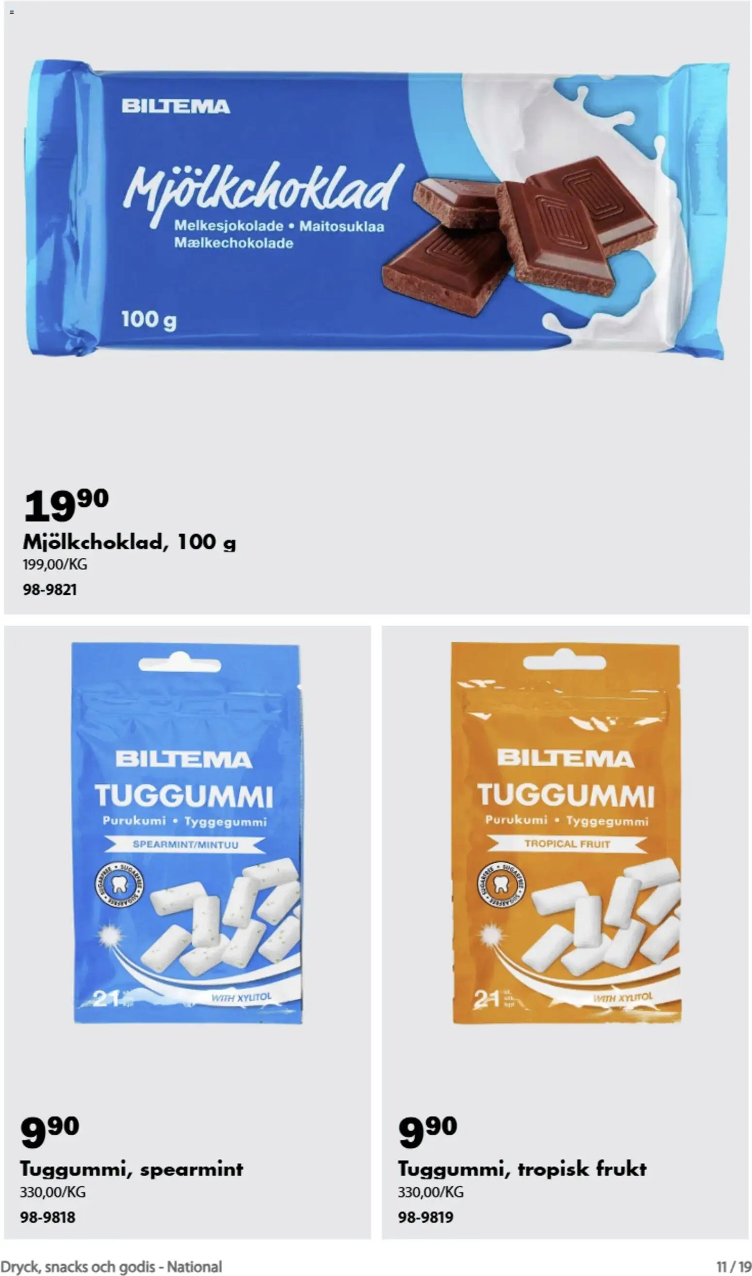 Biltema erbjudanden dryck, snacks och godis