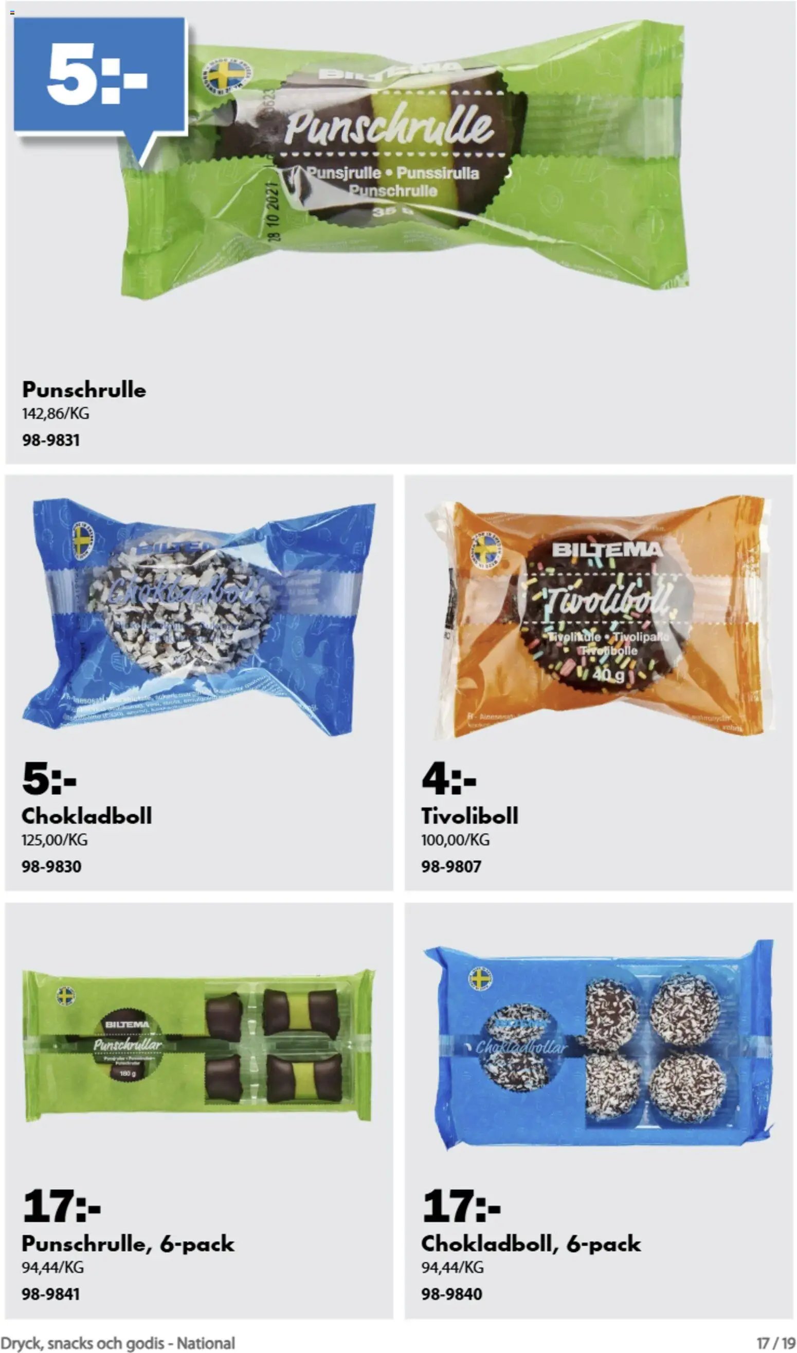 Biltema erbjudanden dryck, snacks och godis