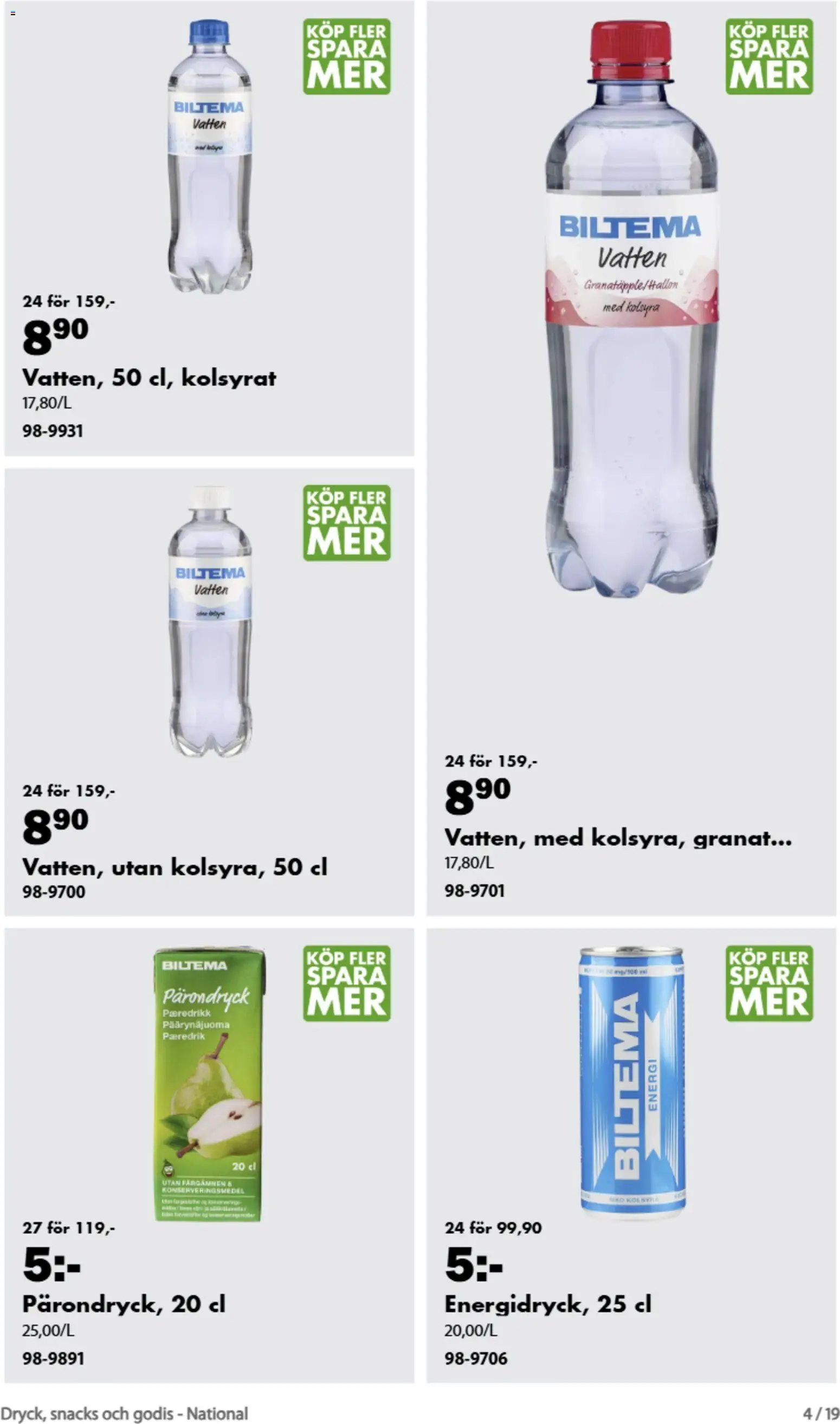 Biltema erbjudanden dryck, snacks och godis