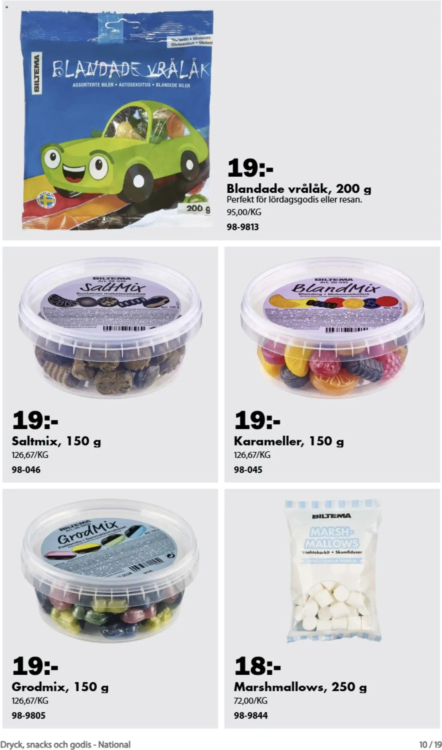 Biltema erbjudanden dryck, snacks och godis