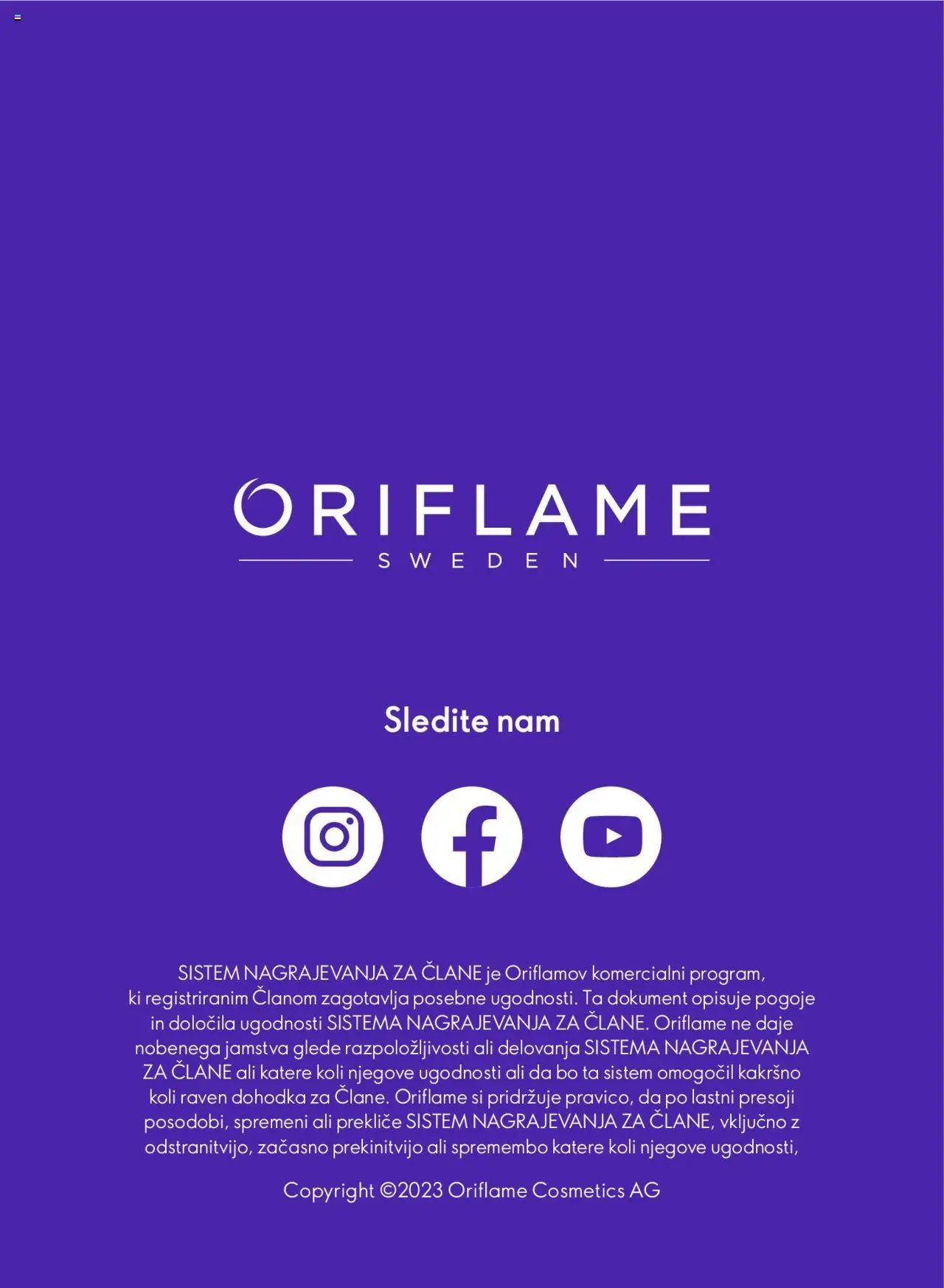 Oriflame katalog sistem nagrajevanja za člane (2023-10-09 - 2025-12-31)