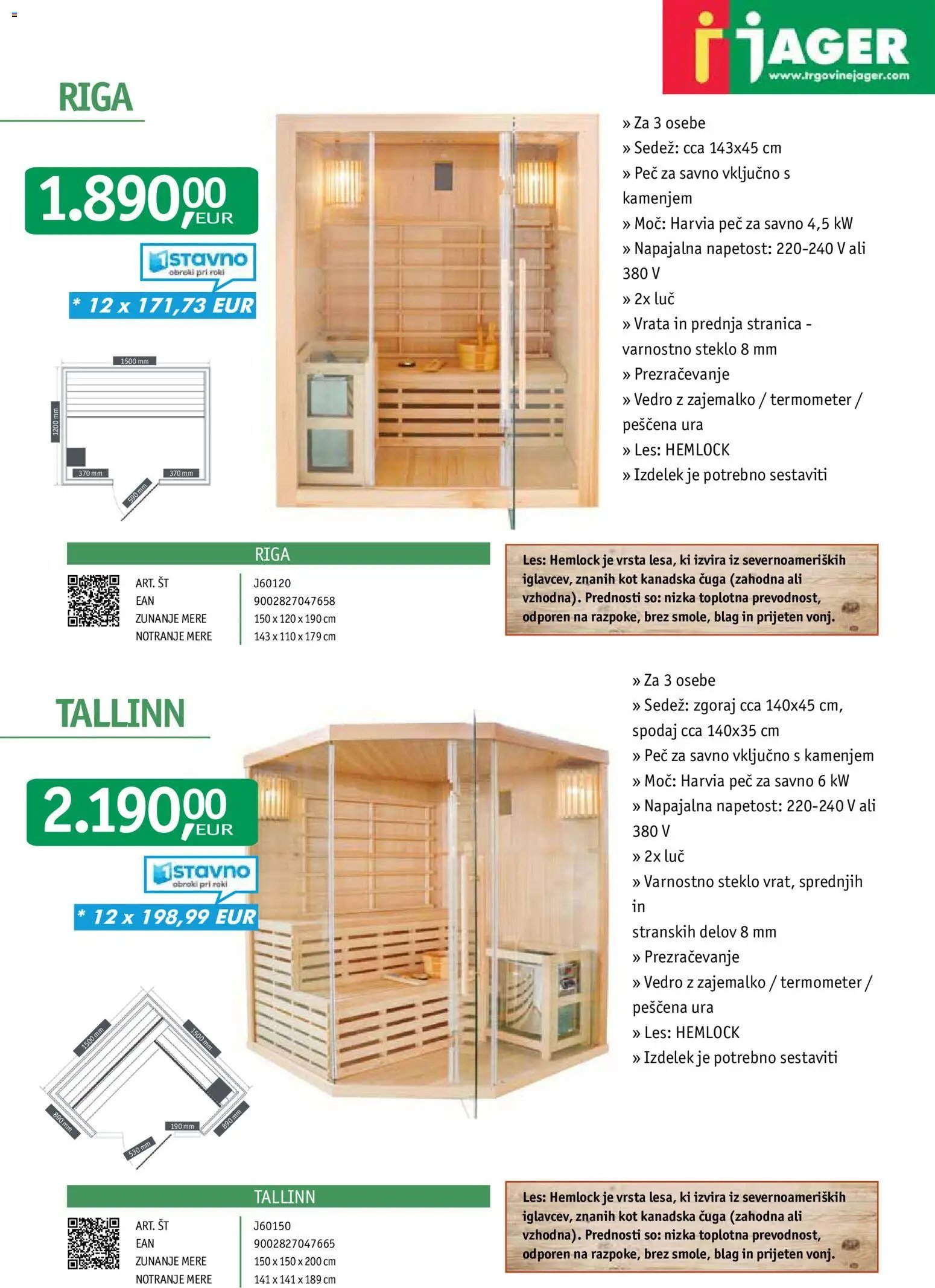 Jager - Katalog savne in masažni bazeni