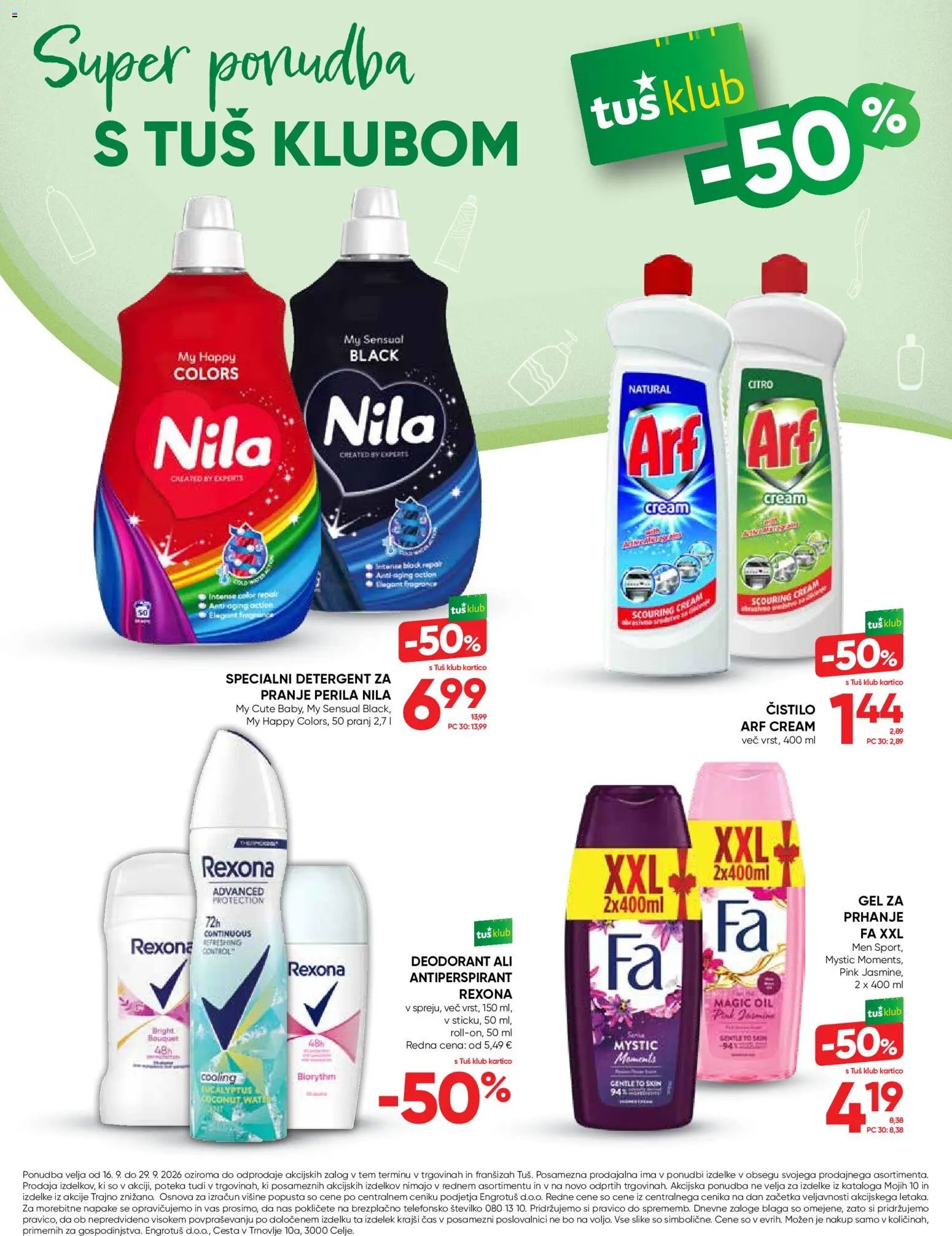 Tuš katalog vse za nego in čisti dom