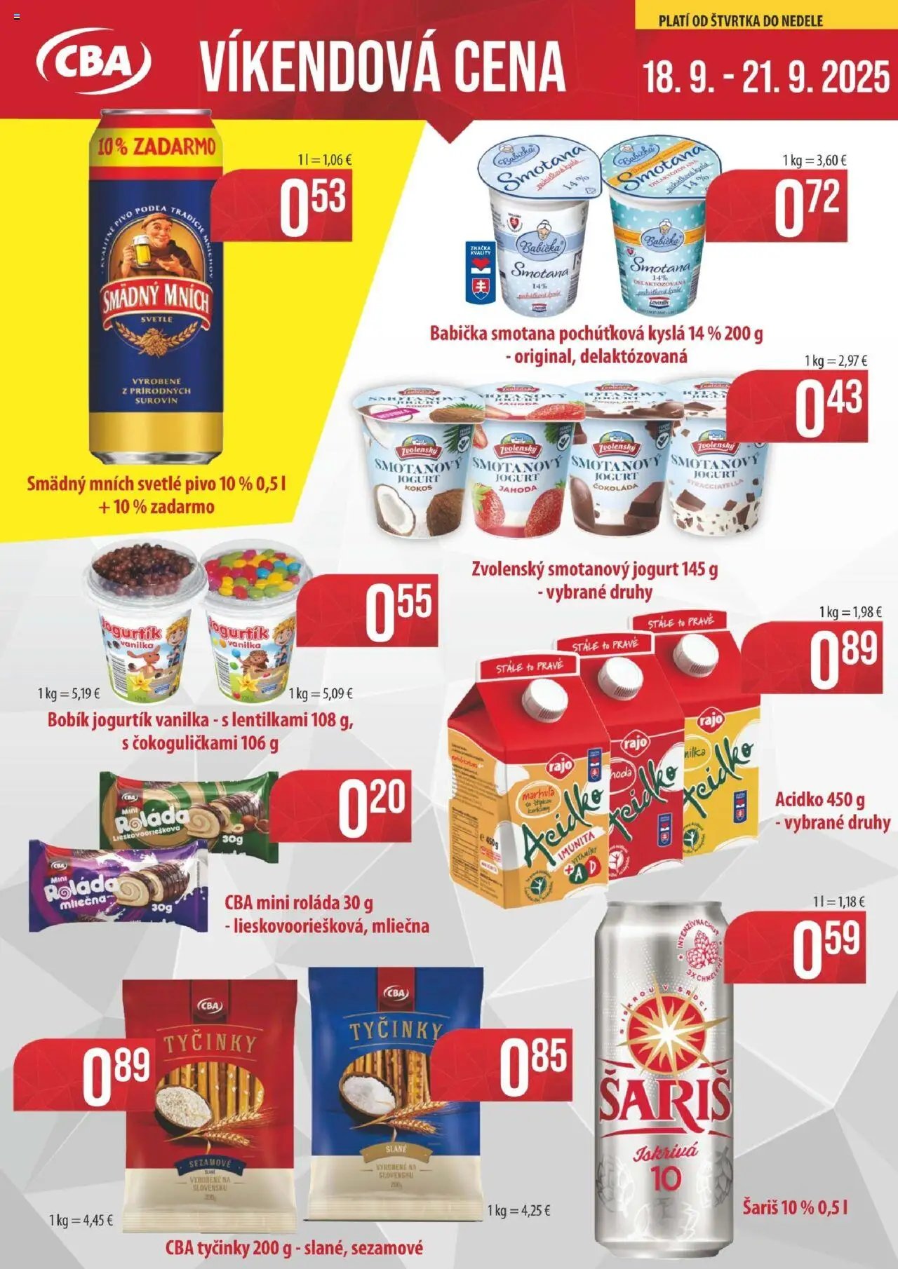 KARMEN CBA víkendová cena (2025-09-18 - 2025-09-21) | 1