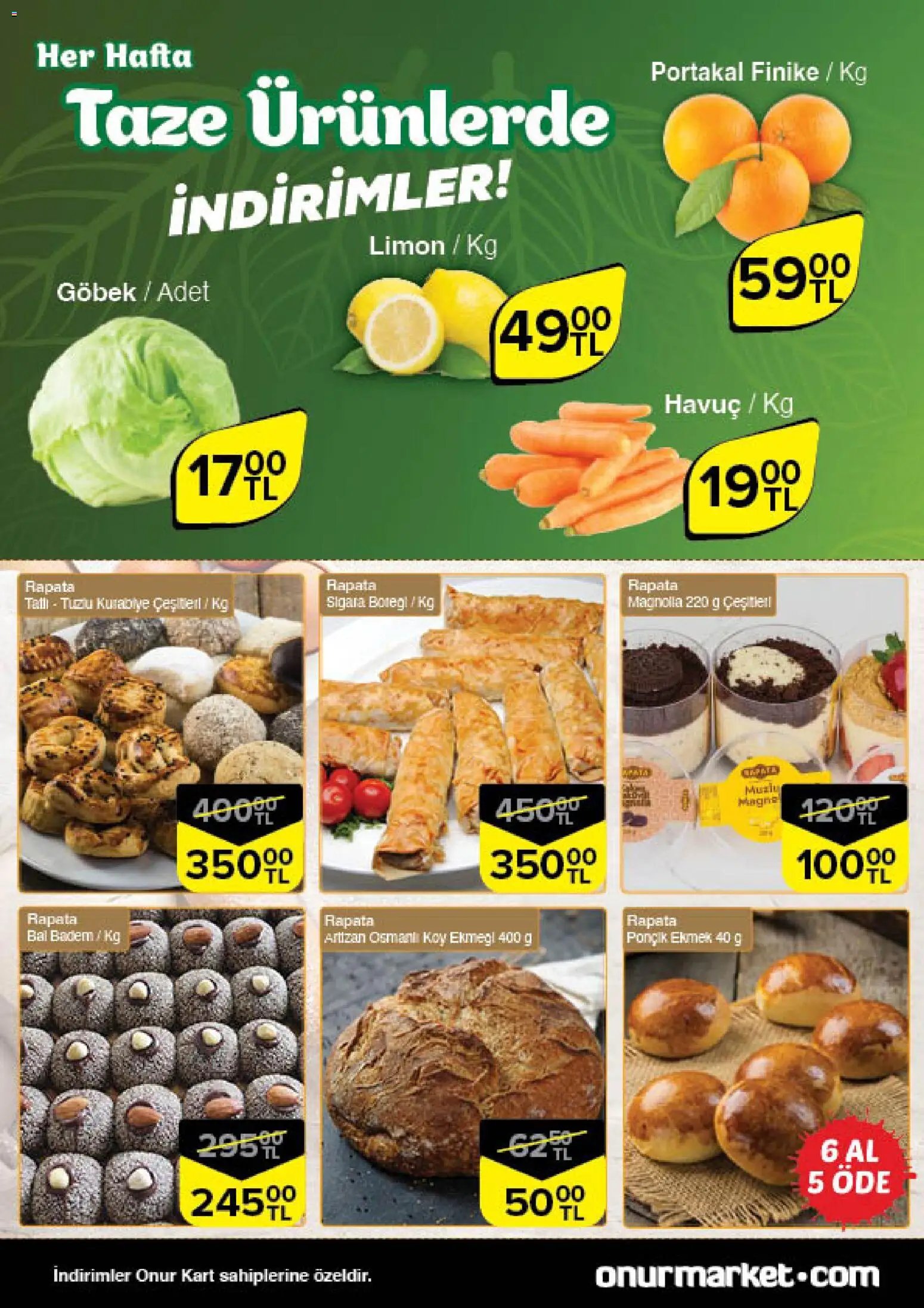 Onur Market Taze Ürünlerde İndirimler