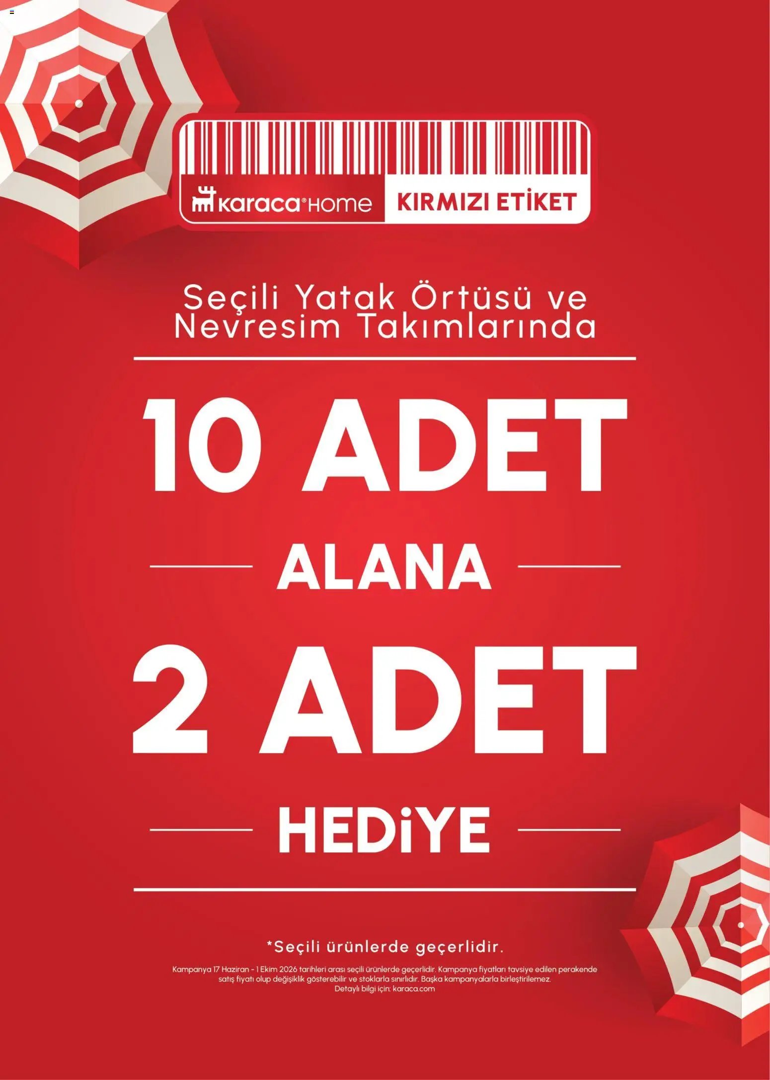 Karaca Home 10 Adet Alana 2 Adet Hediye