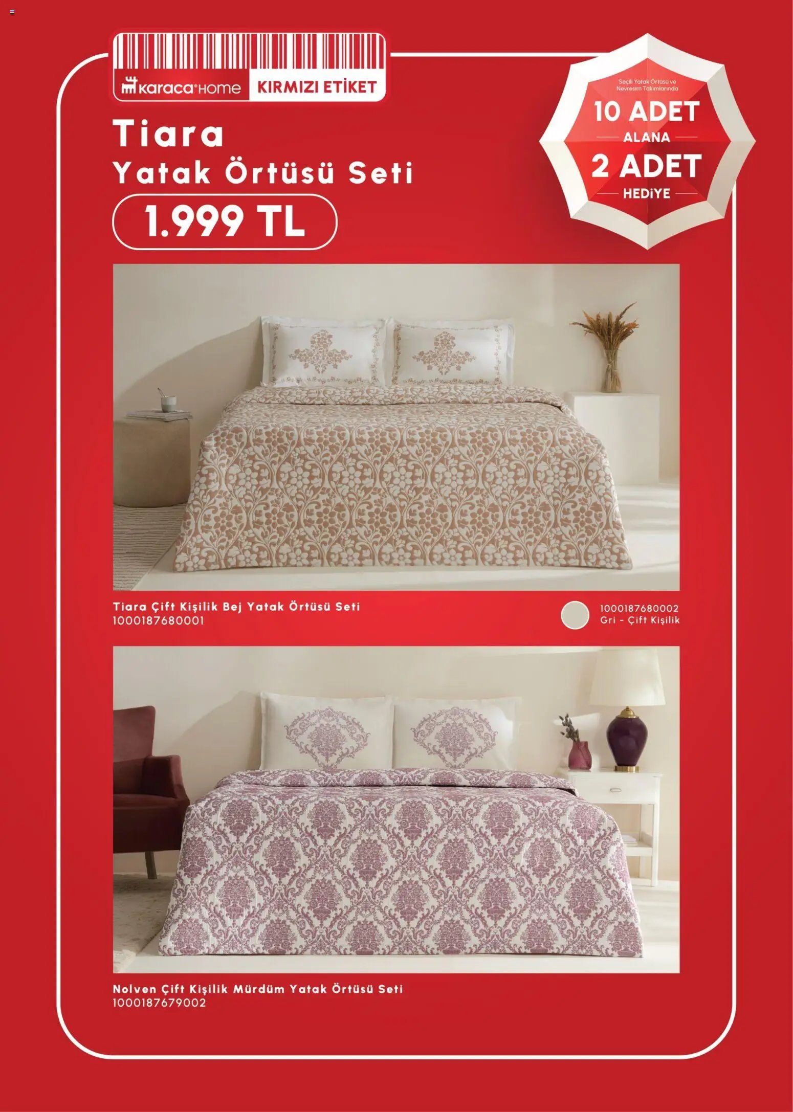 Karaca Home 10 Adet Alana 2 Adet Hediye