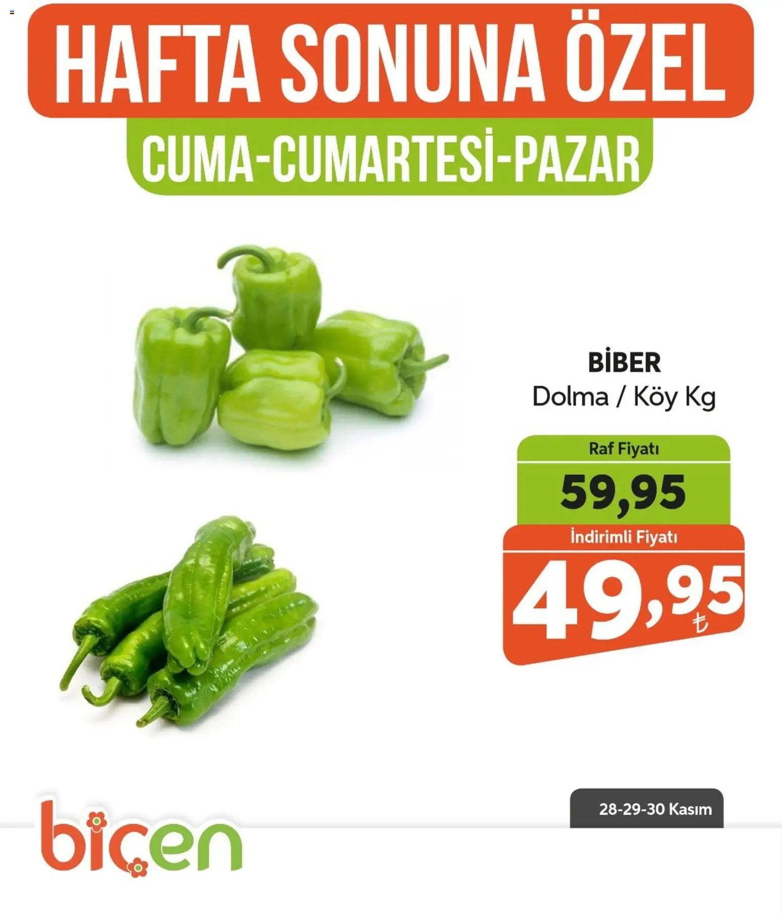 Biçen Market Hafta Sonuna Özel -Sebze İndirimi