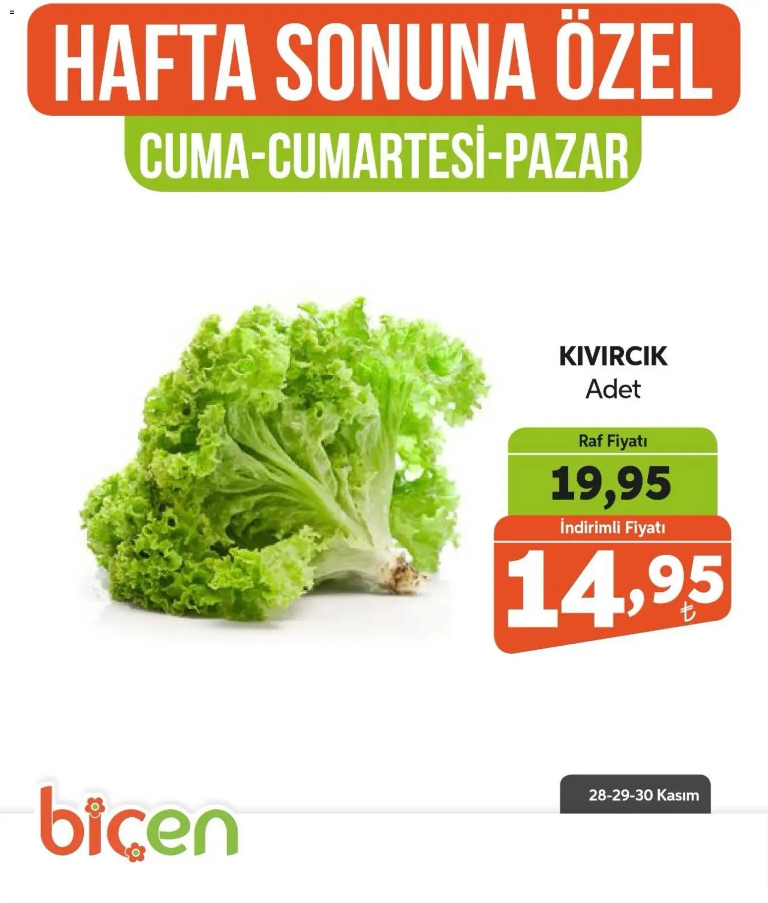 Biçen Market Hafta Sonuna Özel -Sebze İndirimi