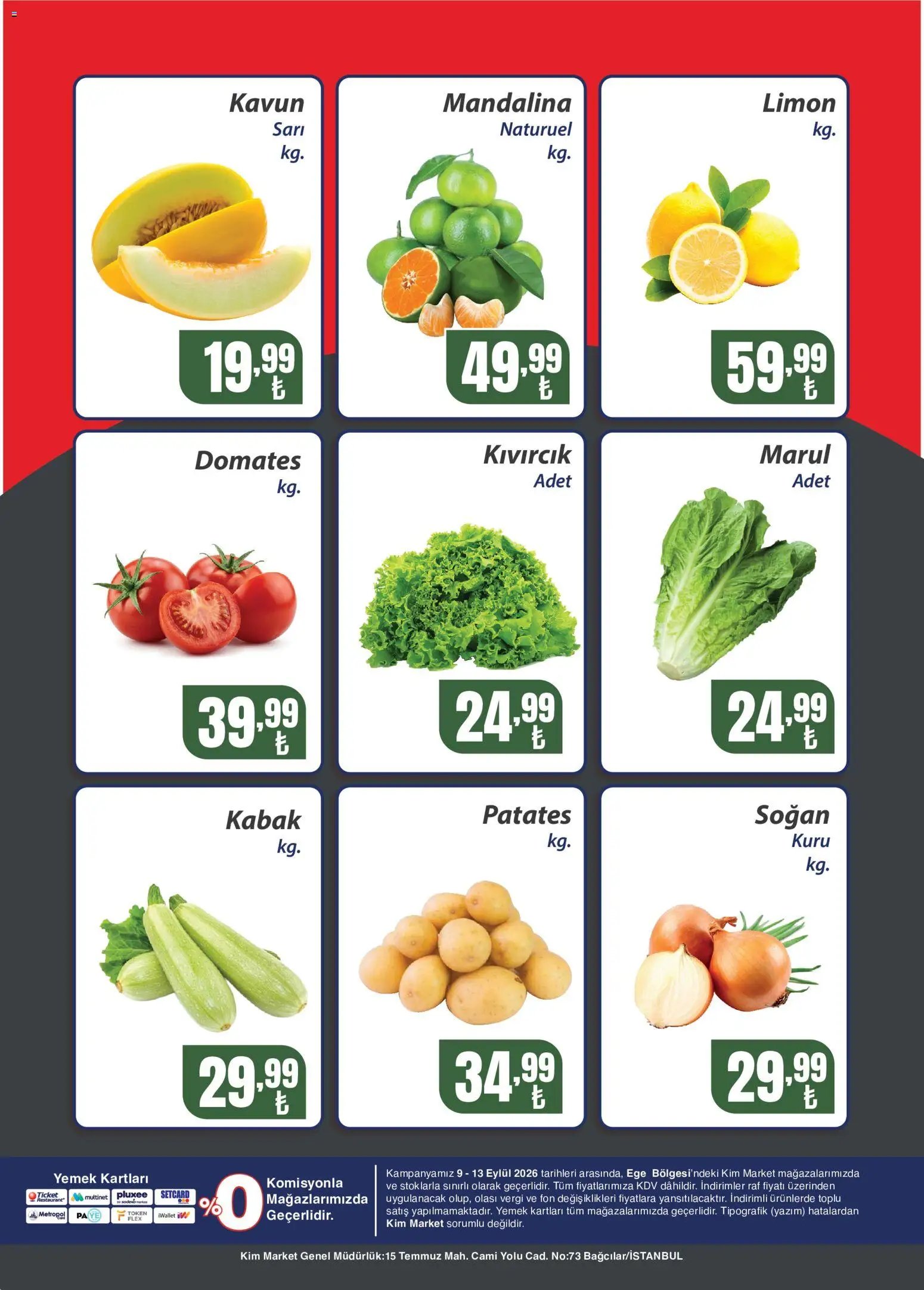Kim Market Katalog - Sebze ve meyve - Ege
