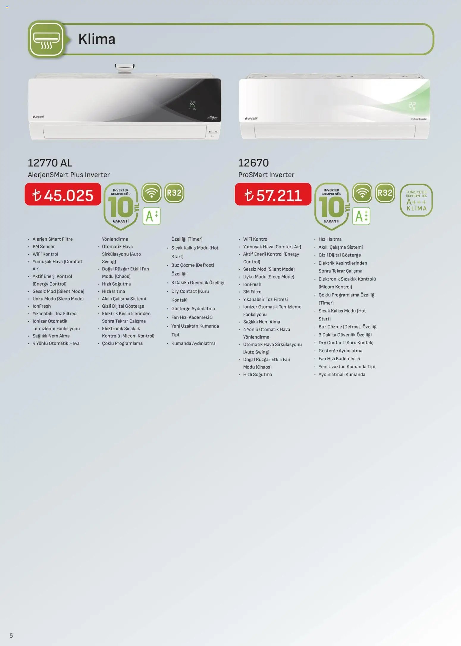 Arçelik İklimlendirme Kataloğu