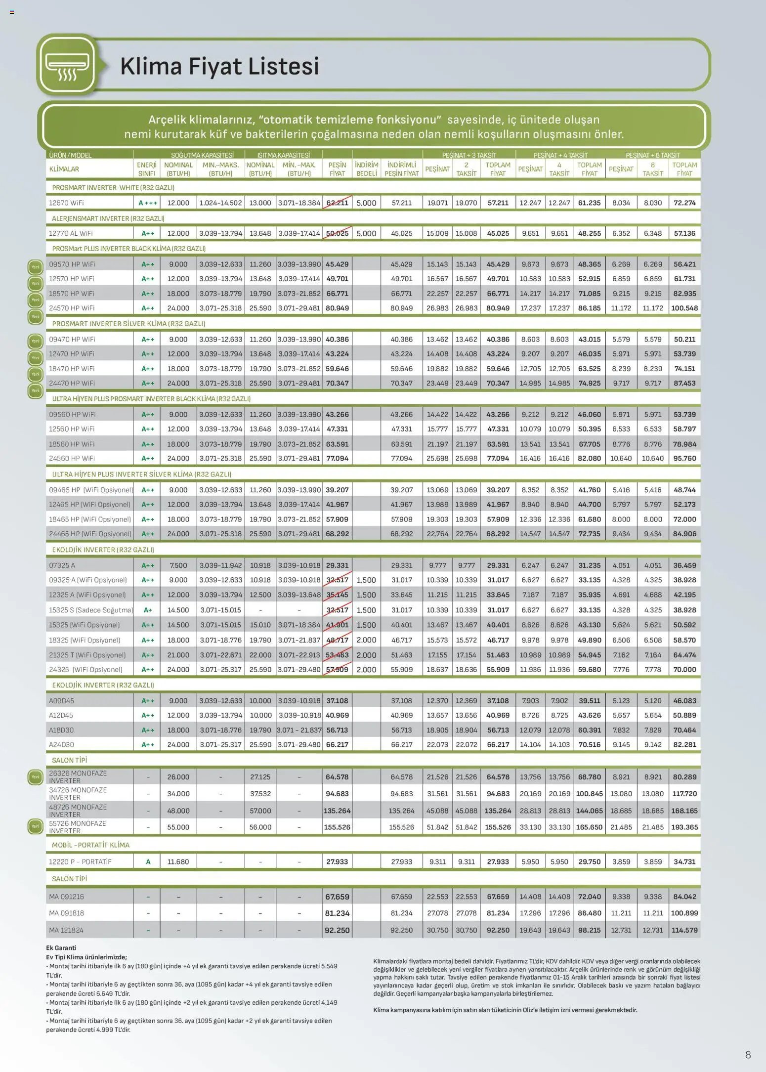 Arçelik İklimlendirme Kataloğu