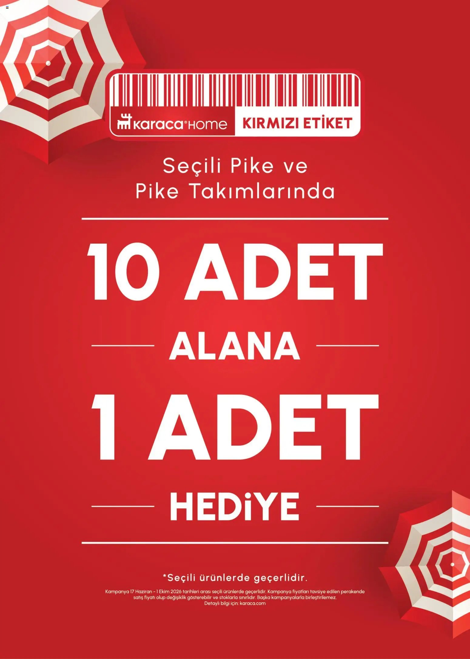 Karaca Home 10 Adet Alana 1 Adet Hediye