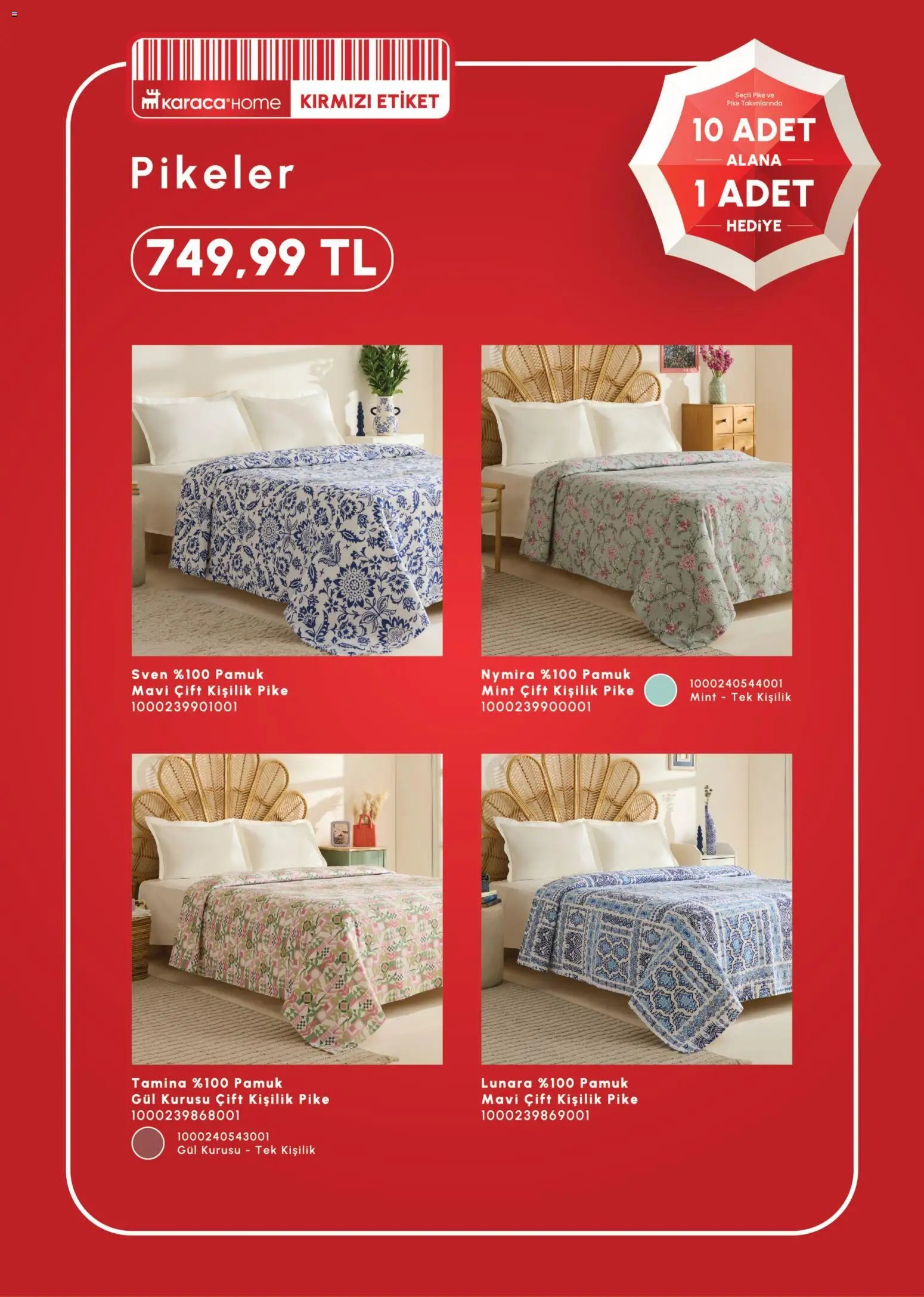 Karaca Home 10 Adet Alana 1 Adet Hediye