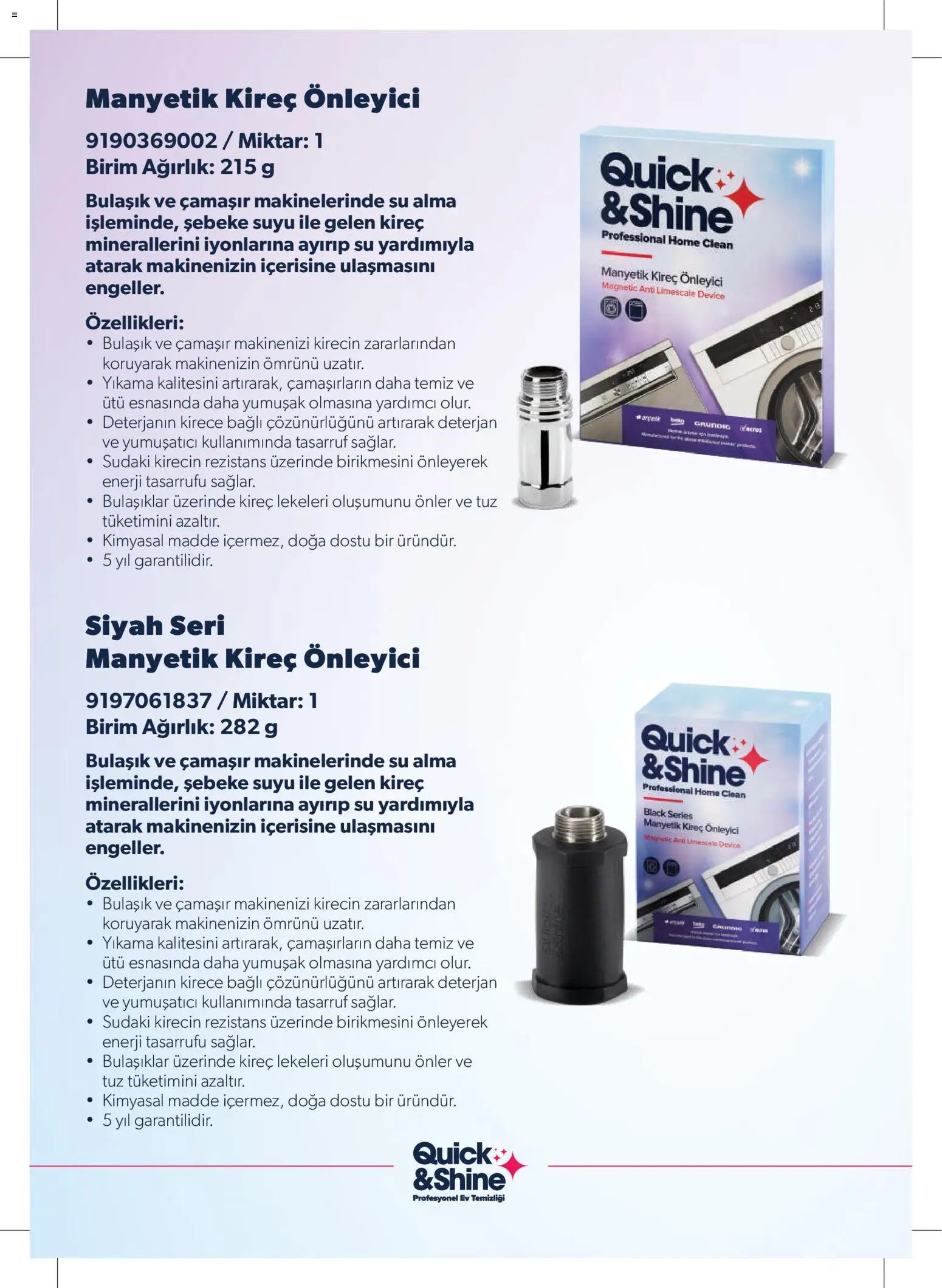 Arçelik - Quick and Shine Temizlik ve Bakım Ürünleri