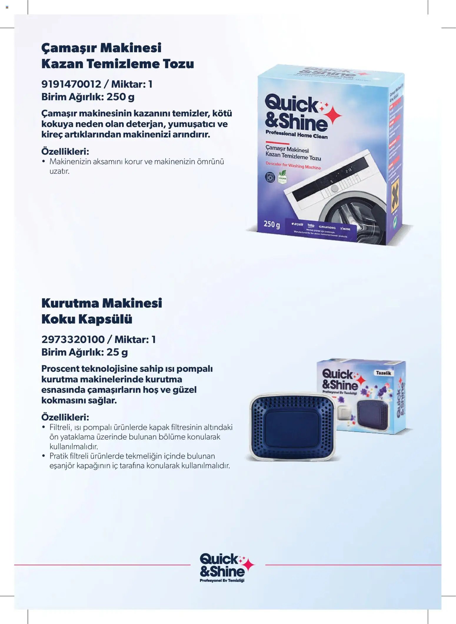 Arçelik - Quick and Shine Temizlik ve Bakım Ürünleri