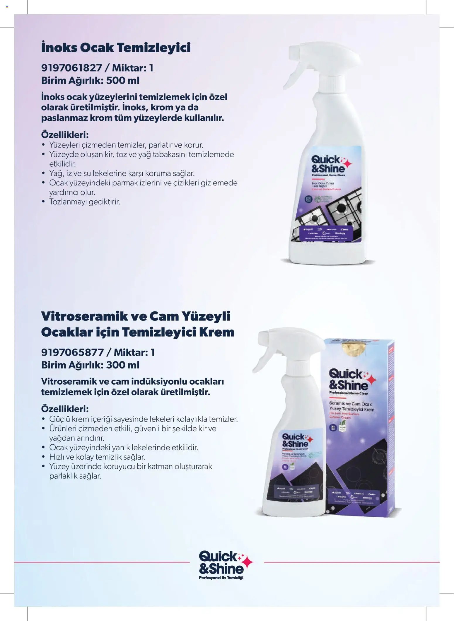 Arçelik - Quick and Shine Temizlik ve Bakım Ürünleri