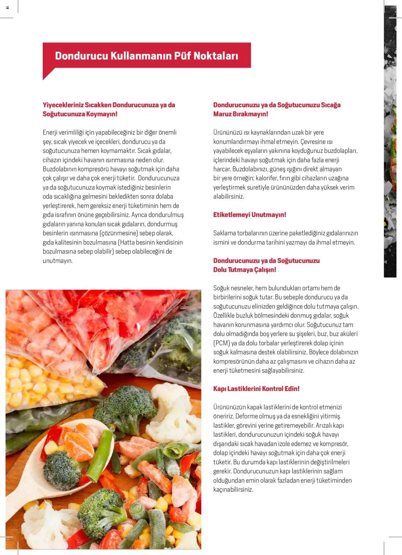 Arçelik Katalog - Dondurucu Kullanımında Püf Noktaları