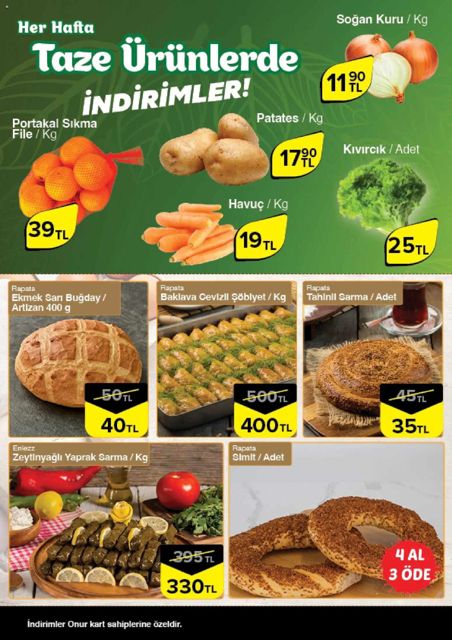 Onur Market Taze Ürünlerde İndirimler - İstanbul & Trakya