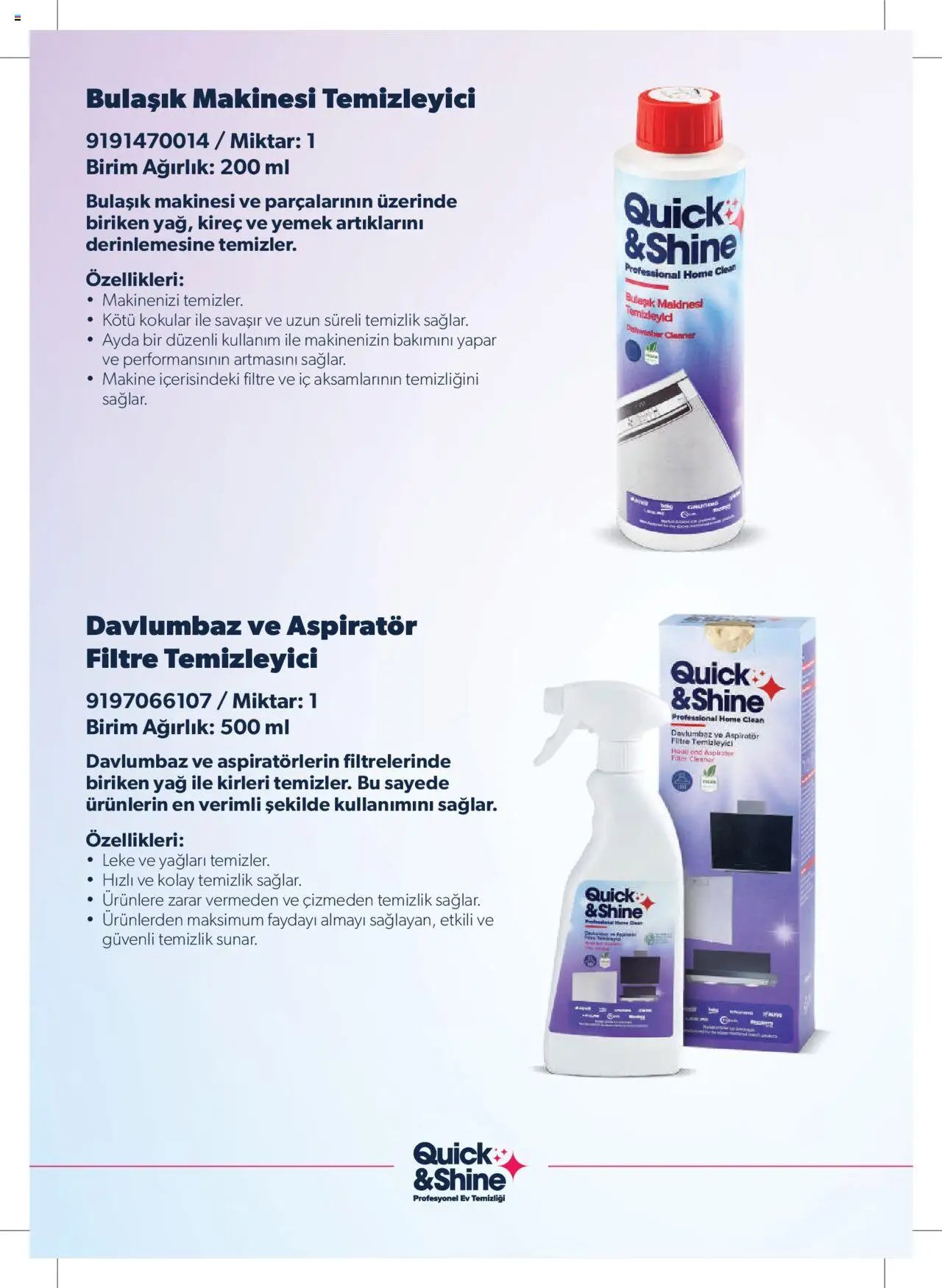 Arçelik - Quick and Shine Temizlik ve Bakım Ürünleri