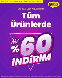 Gratis Tüm Ürünlerde NET %60 İNDİRİM