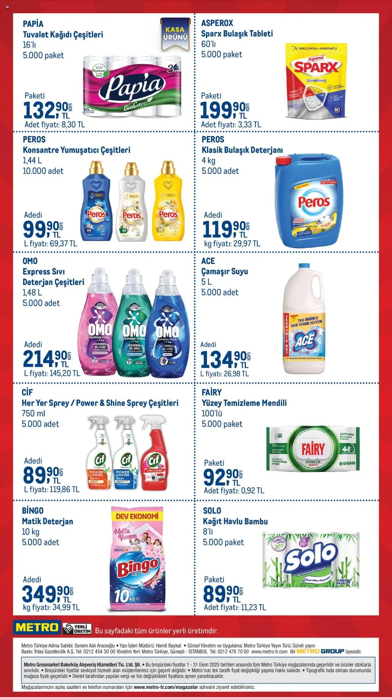 Metro Kişisel Bakım ve Temizlik Ürünleri
