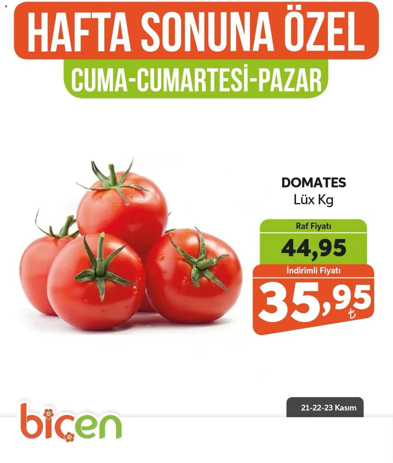 Biçen Market Hafta Sonuna Özel -Sebze İndirimi