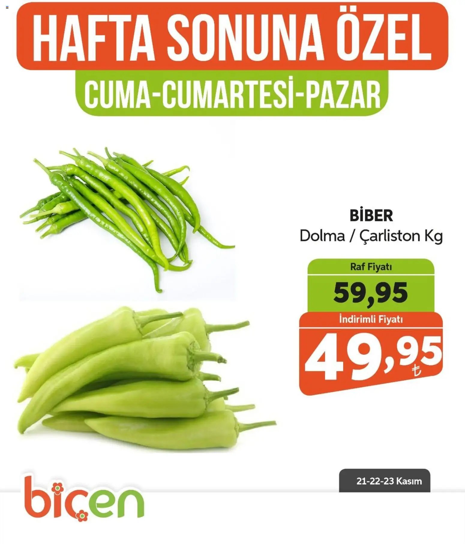 Biçen Market Hafta Sonuna Özel -Sebze İndirimi
