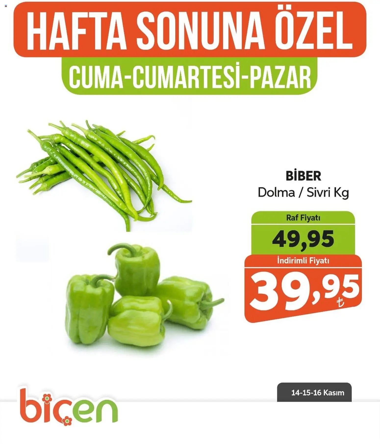 Biçen Market Hafta Sonuna Özel -Sebze İndirimi