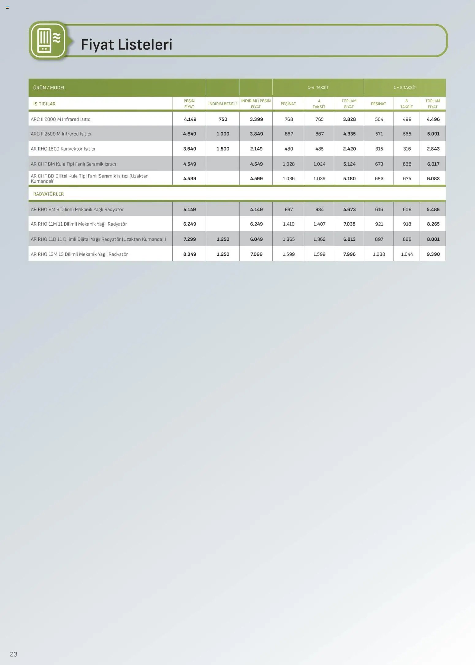 Arçelik İklimlendirme Kataloğu